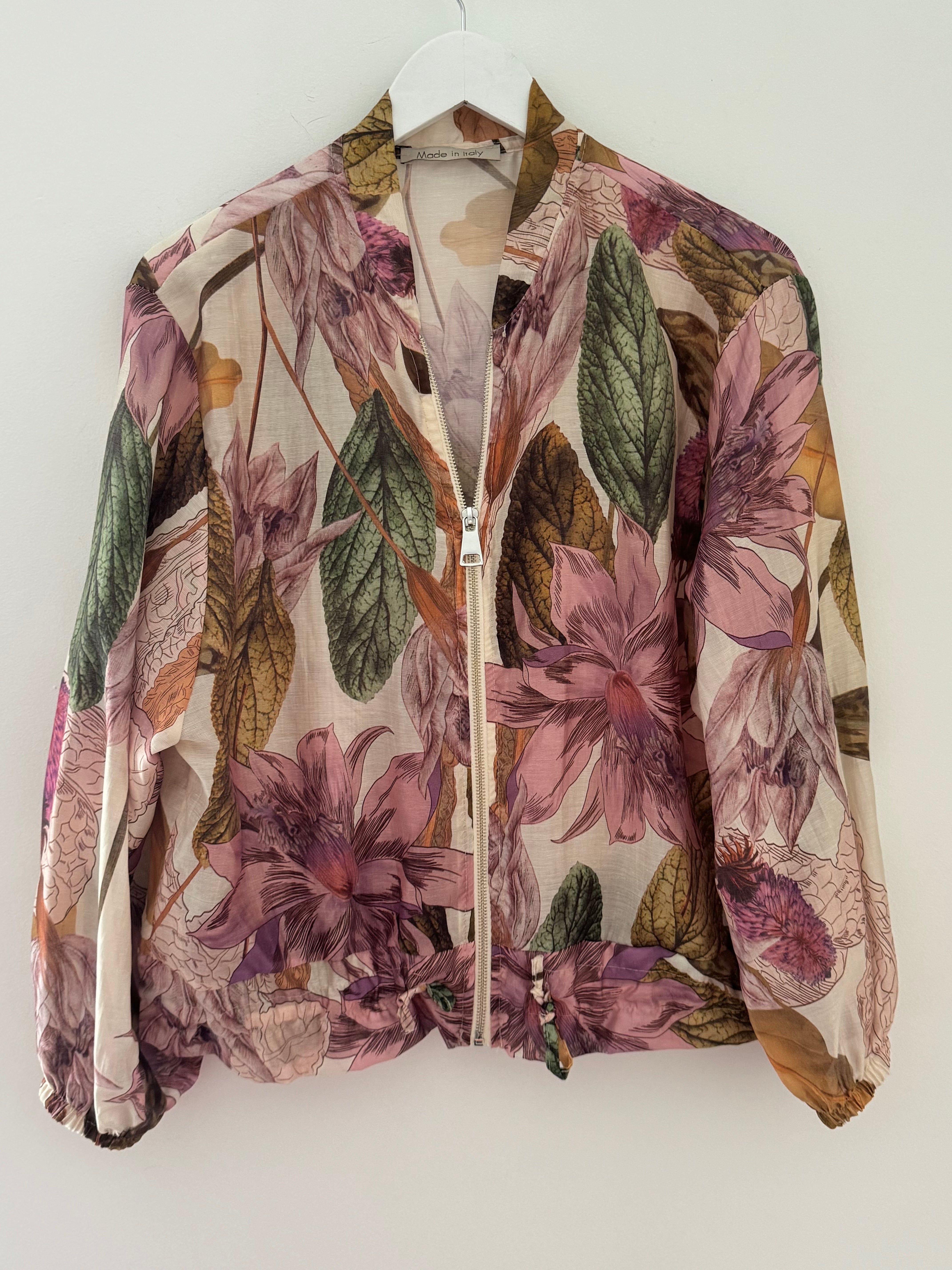 Floral Bomber Jacket in Pink & Khaki