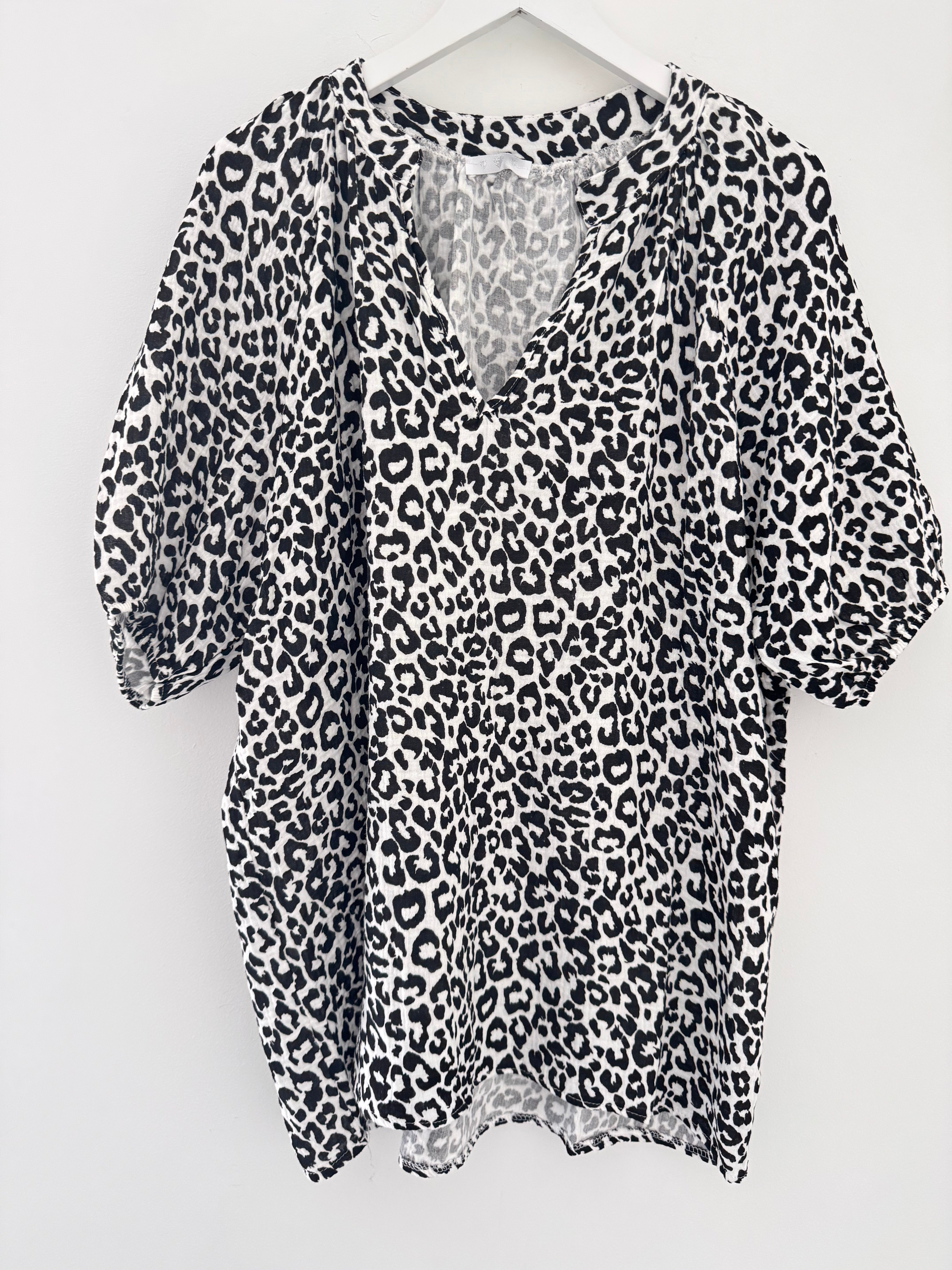 Oversized Cheesecloth Top in Leopard Print