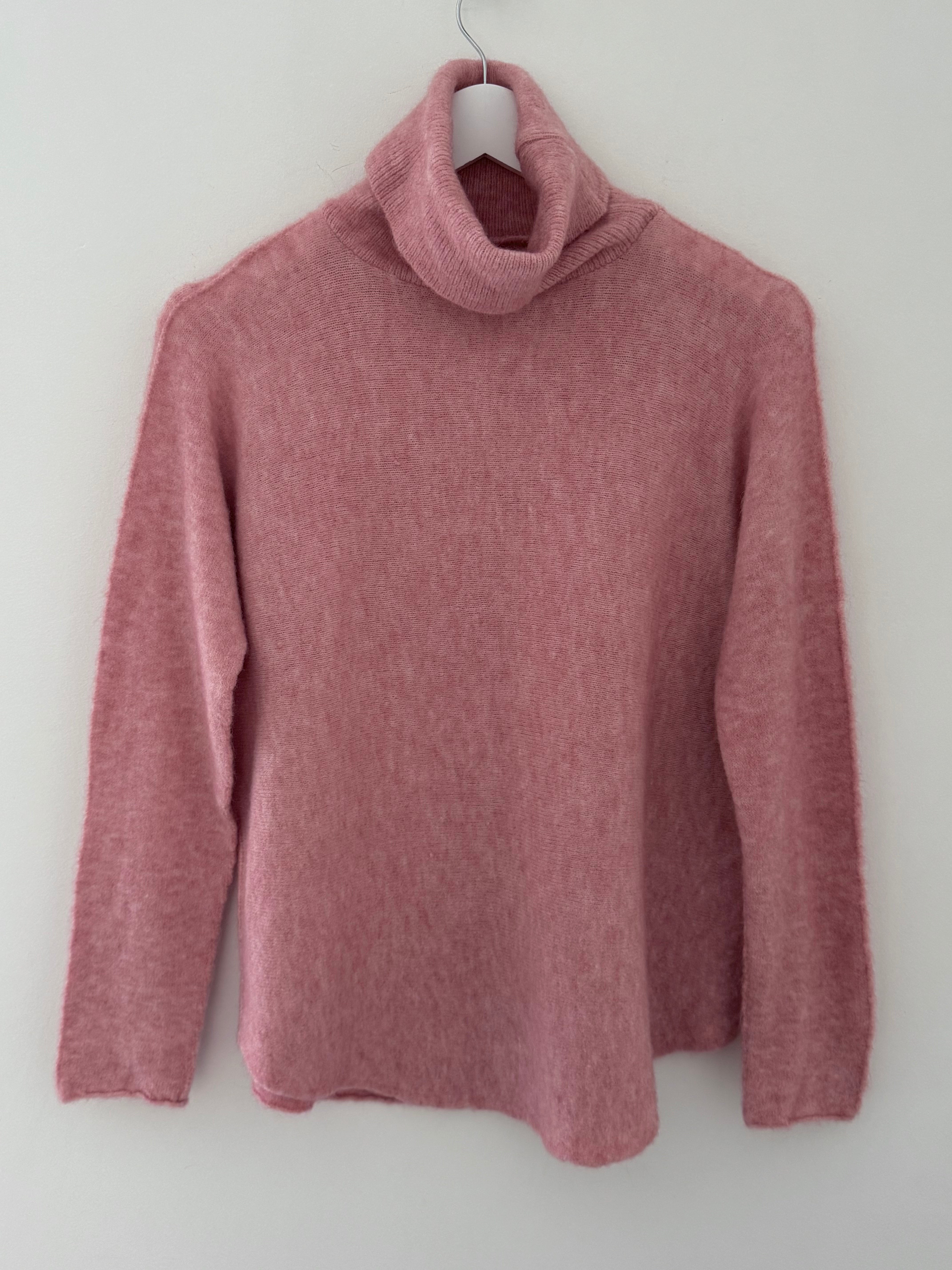 Simple Roll Neck Jumper in Soft Pink