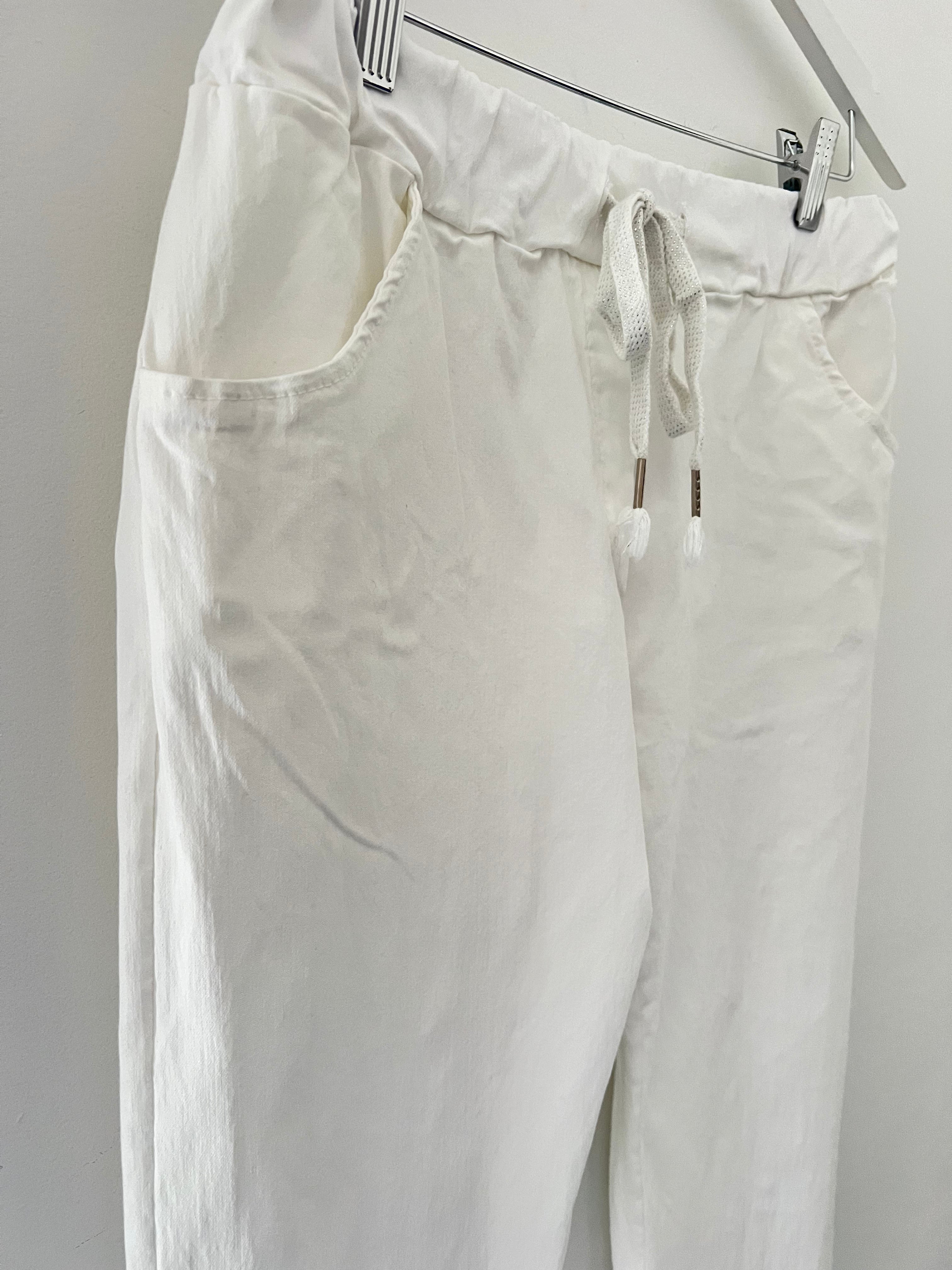 Super Stretch Four Pocket Joggers in White