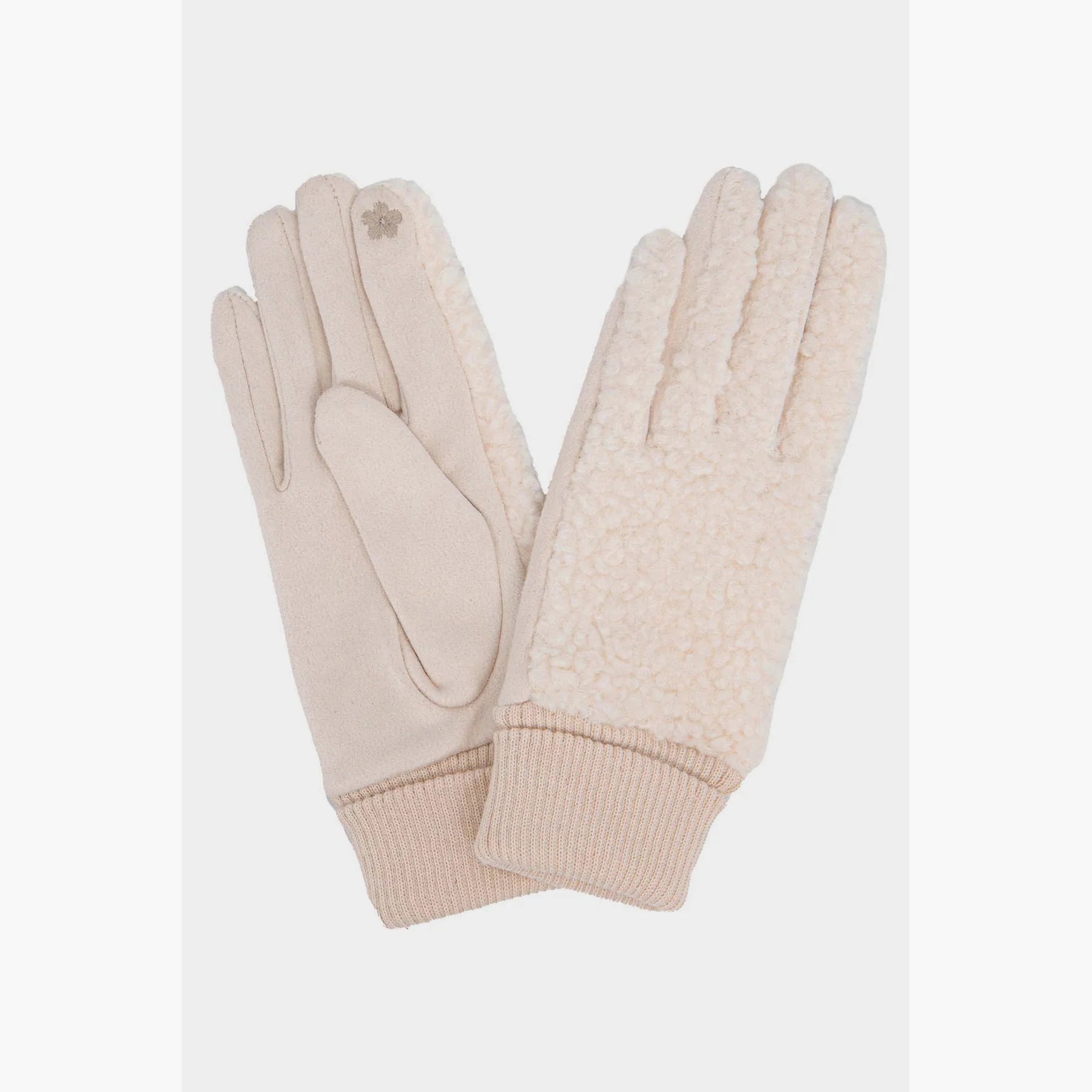 Borg & Fleece Gloves in Winter White