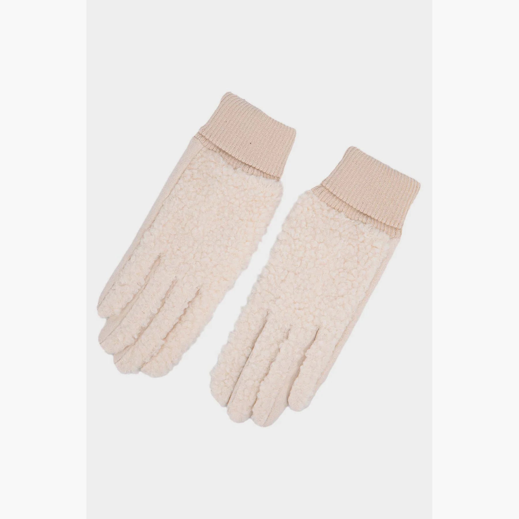 Borg & Fleece Gloves in Winter White