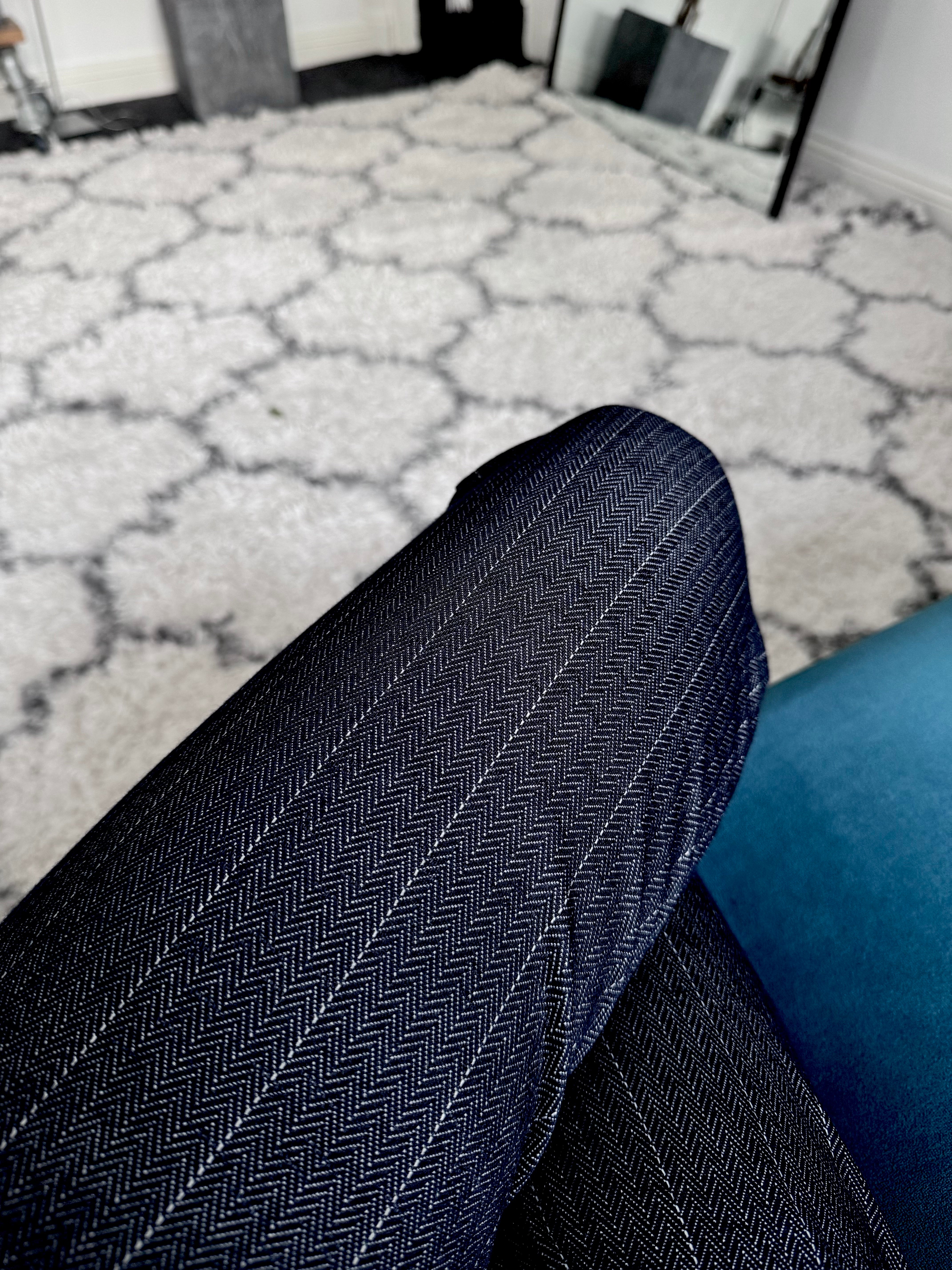 Pinstripe & Herringbone Stretch Joggers in Ink