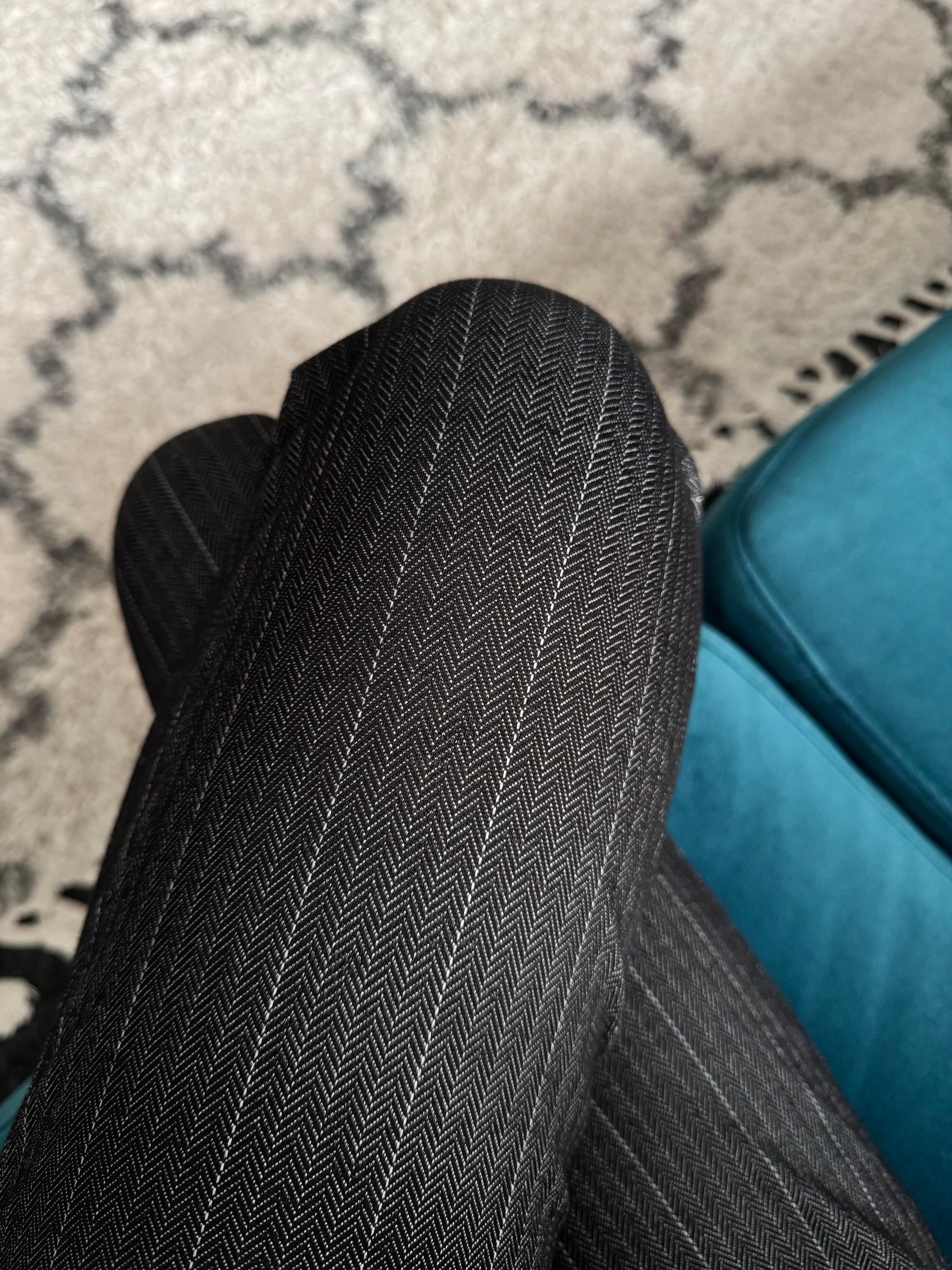 Pinstripe & Herringbone Stretch Joggers in Black