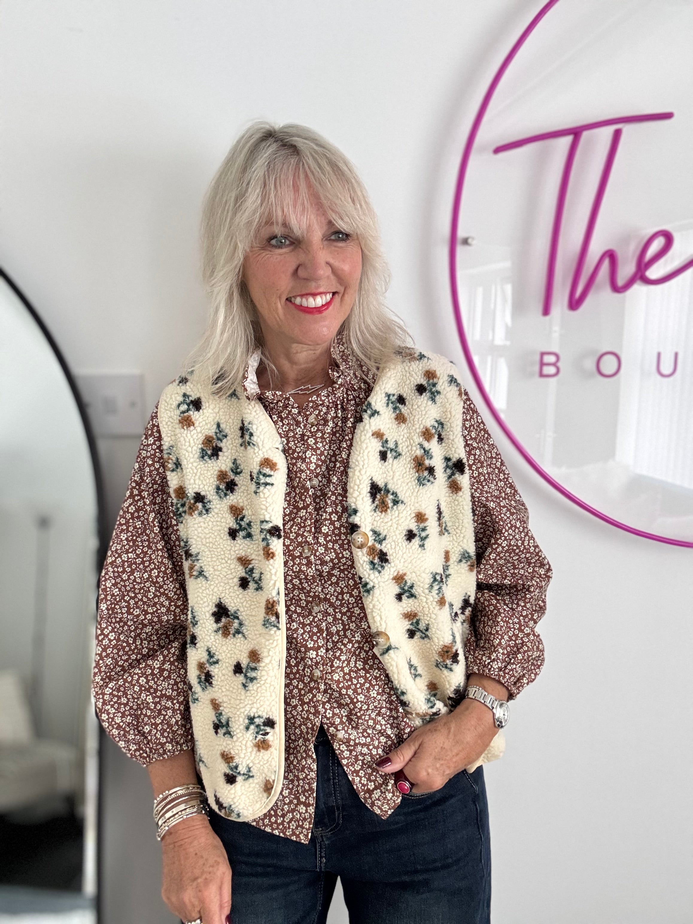 Ditsy Print Shirt in Chocolate