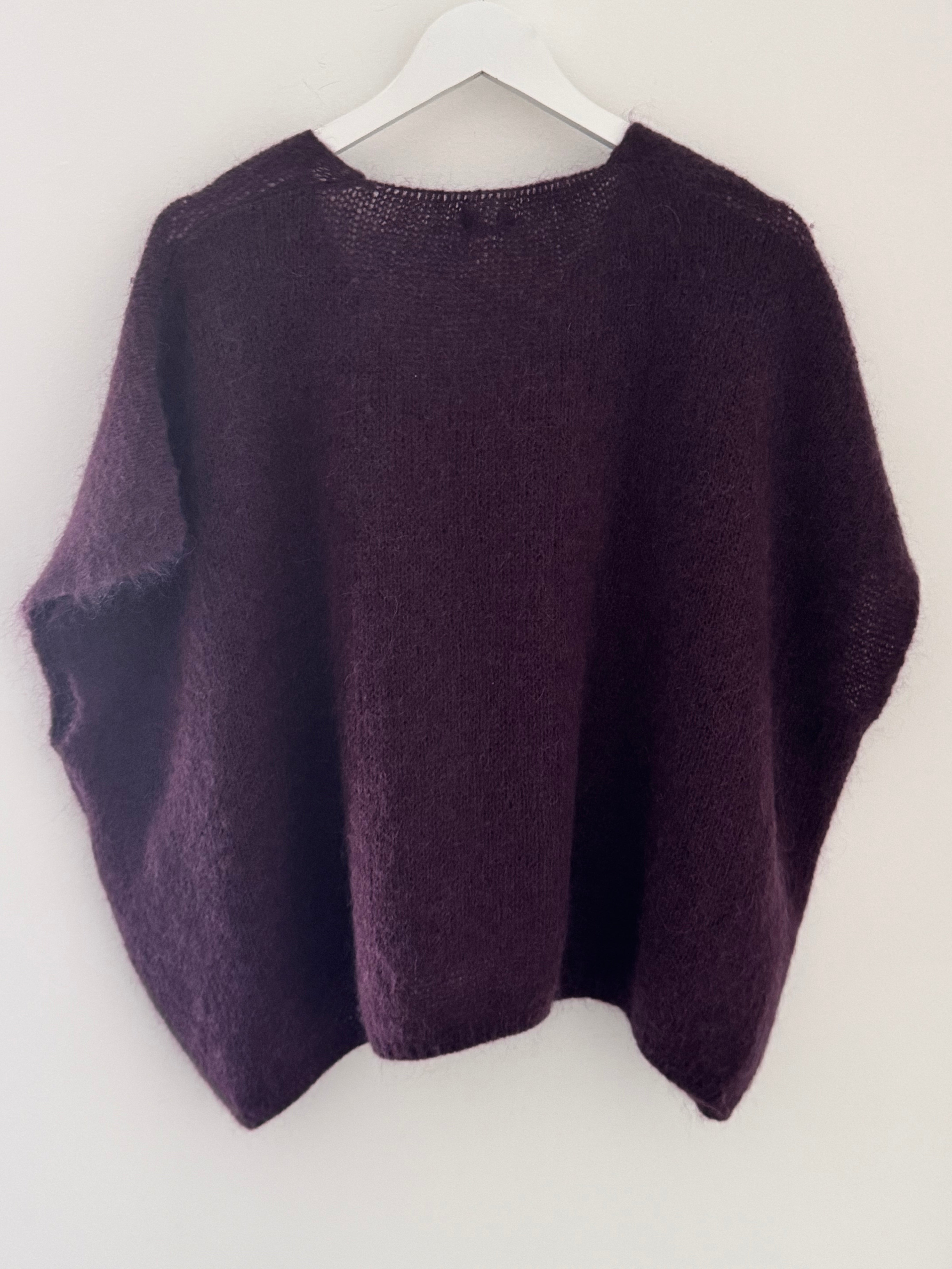 Mohair V Neck Tank in Damson