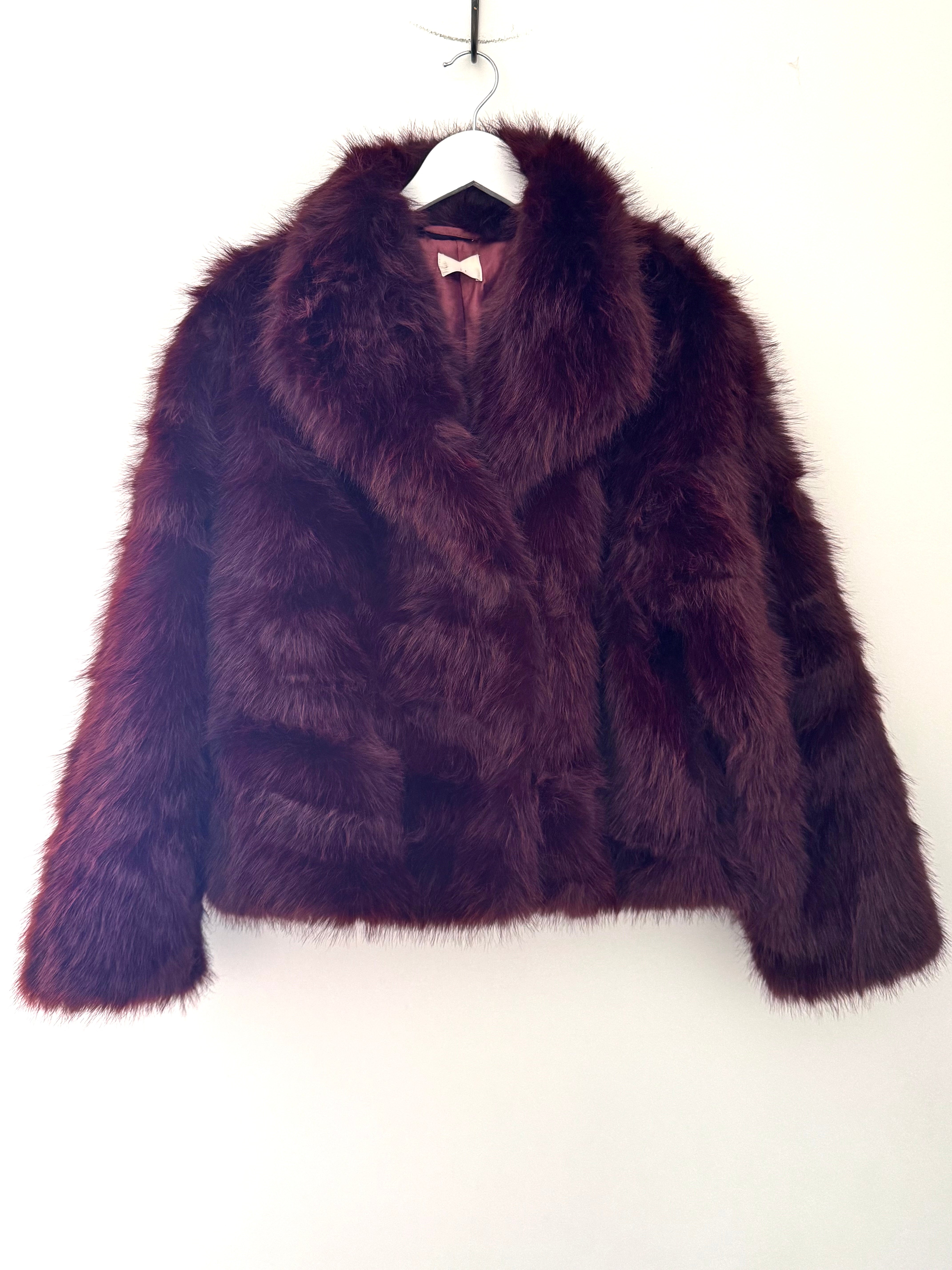 Luxe Faux Fur Jacket in Mulberry