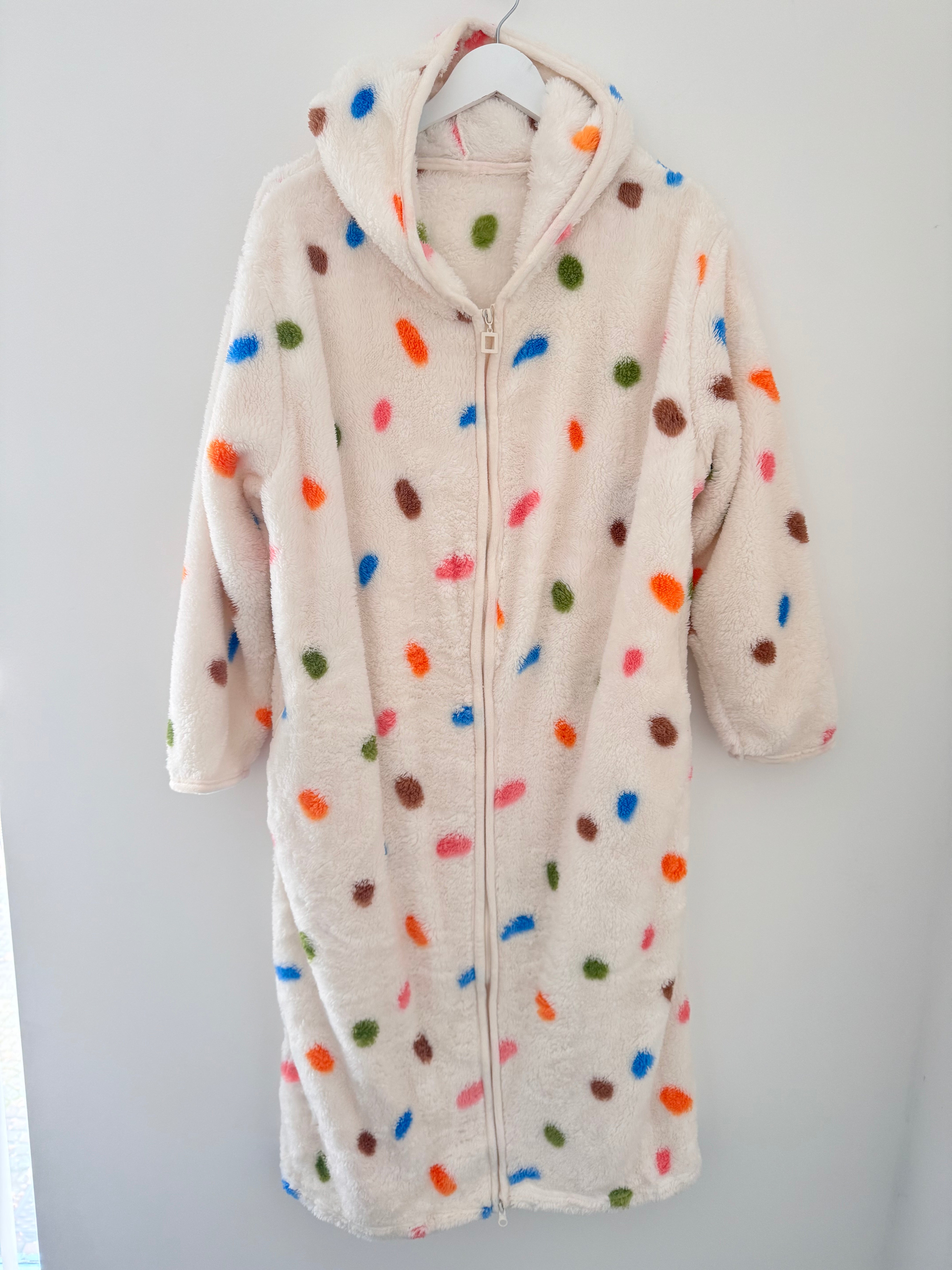 Spotty Zipped Fleece Hooded Loungewear