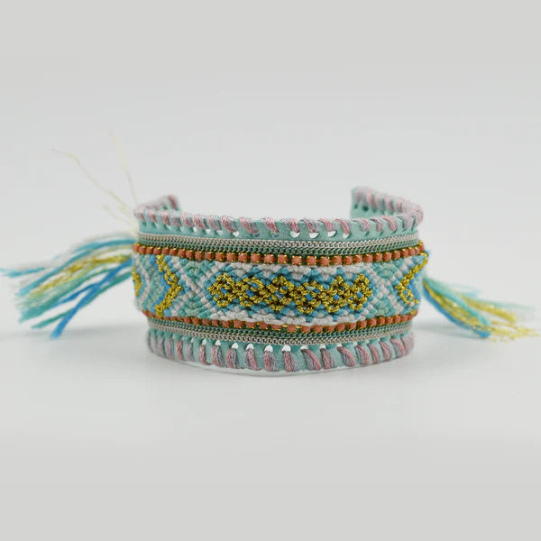 Handmade Aztec Cuff Bracelet in Turquoise