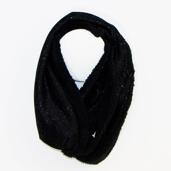 Shimmer & Fur Snood in Black