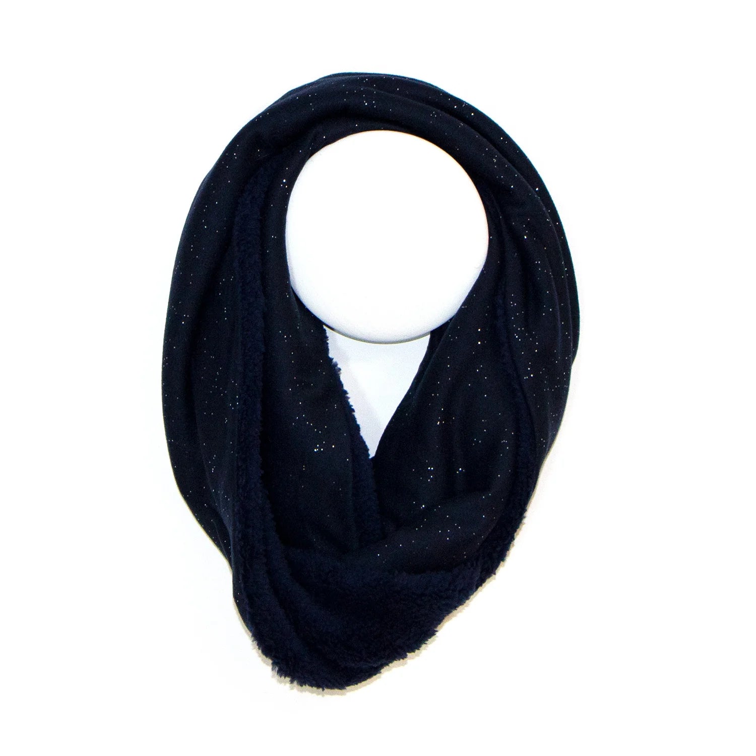 Shimmer & Fur Snood in Ink