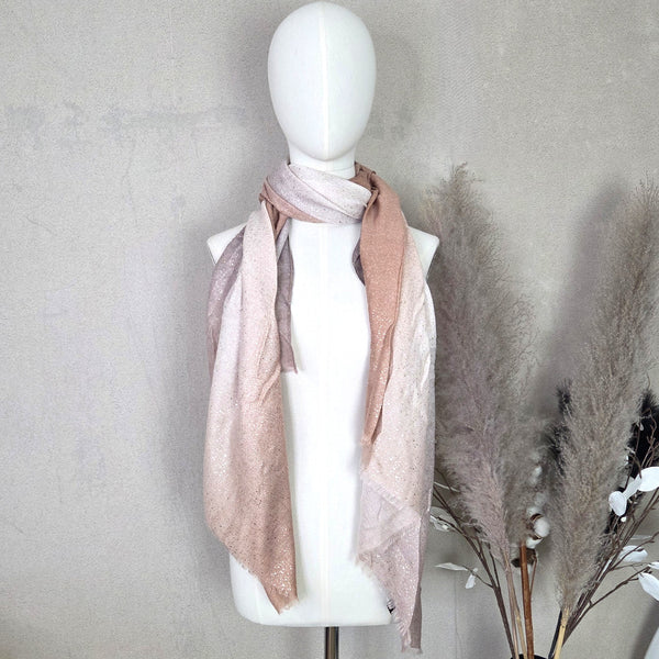 Metallic Fleck Scarf in Pinky Copper & Mocha