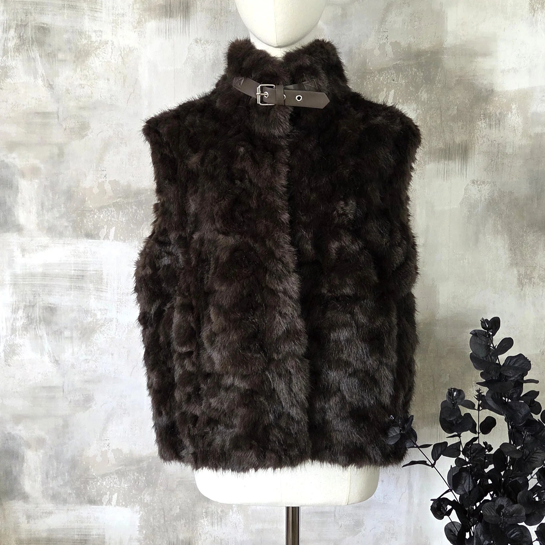 Designer Faux Fur Gilet in Chocolate