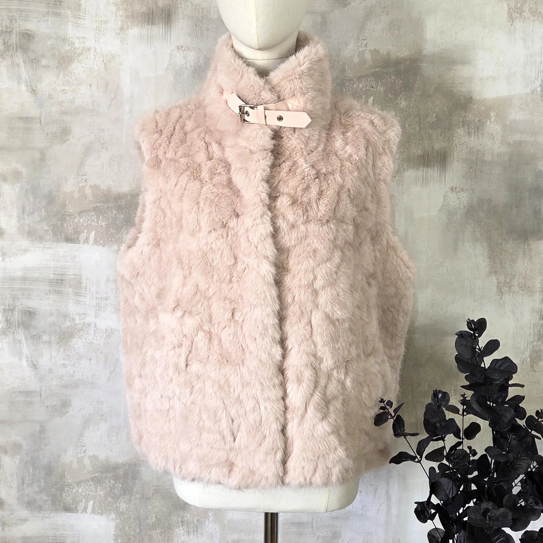 Designer Faux Fur Gilet in Blush