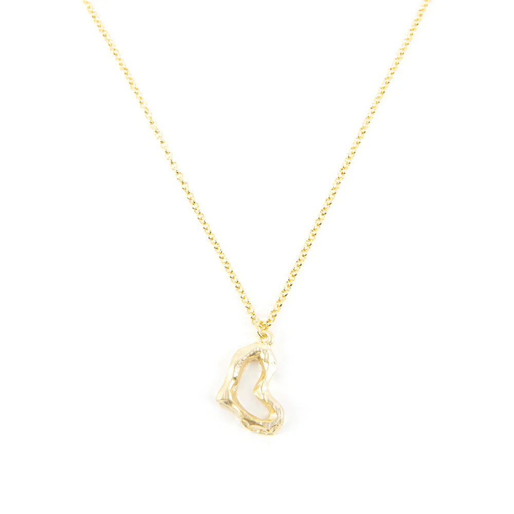 Belcher Chain with with Hammered Gold Heart