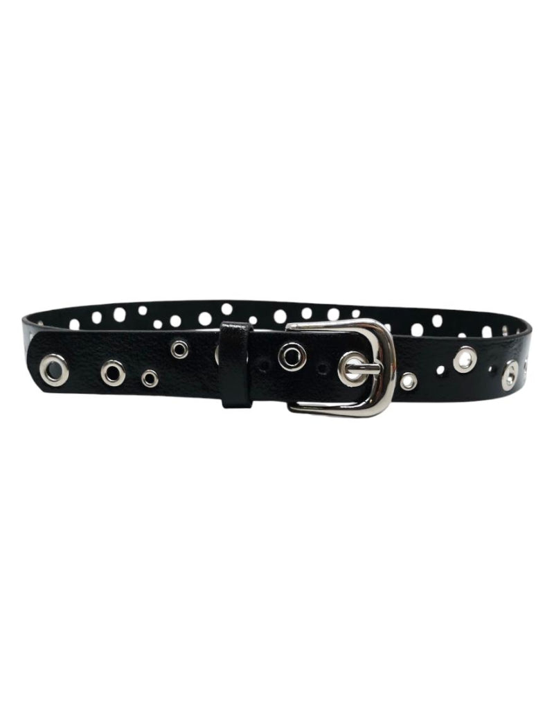 Eyelet Belt in Black Patent - Main Image
