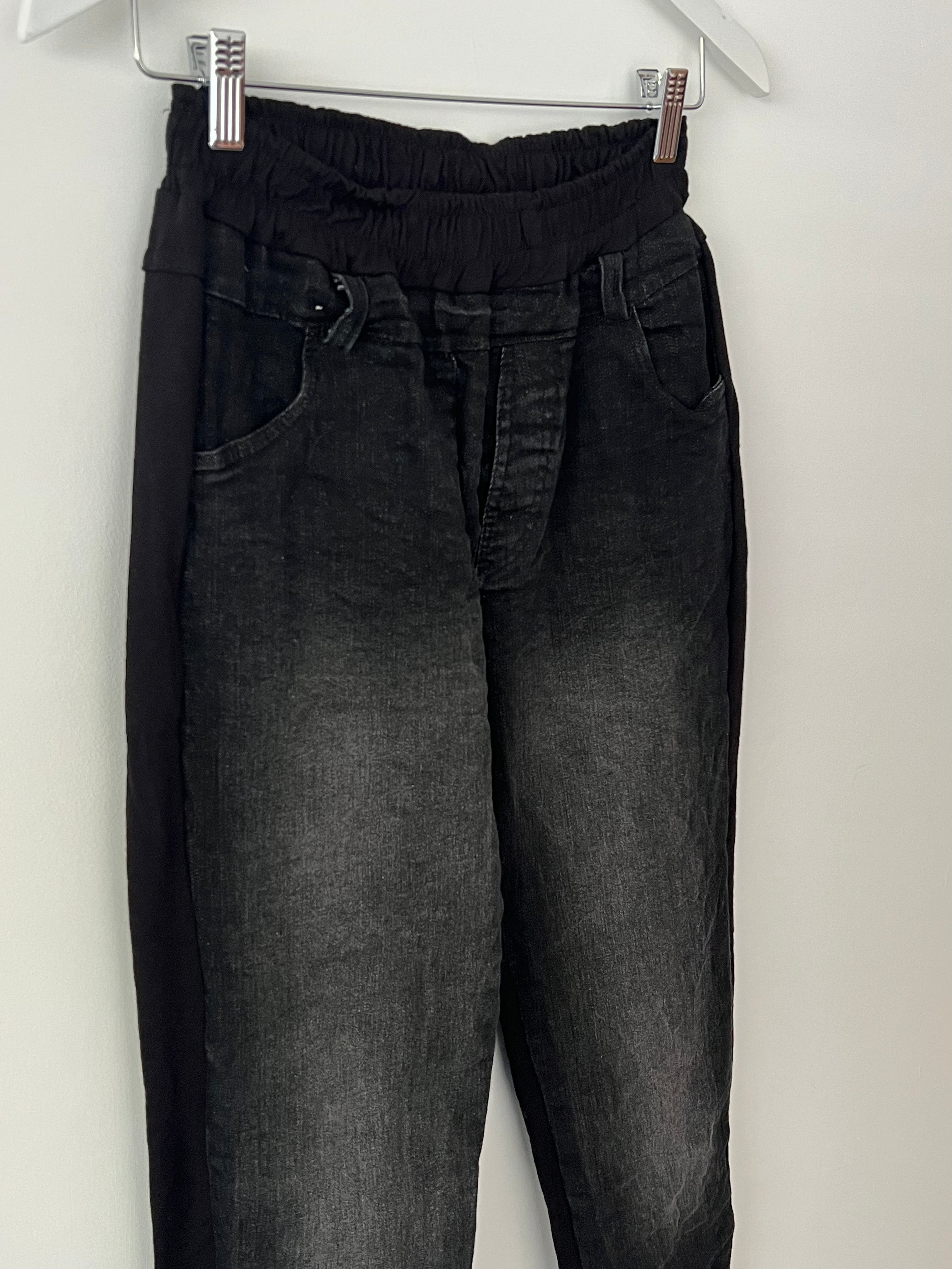 Denim & Jersey Stretch Joggers in Vintage Black