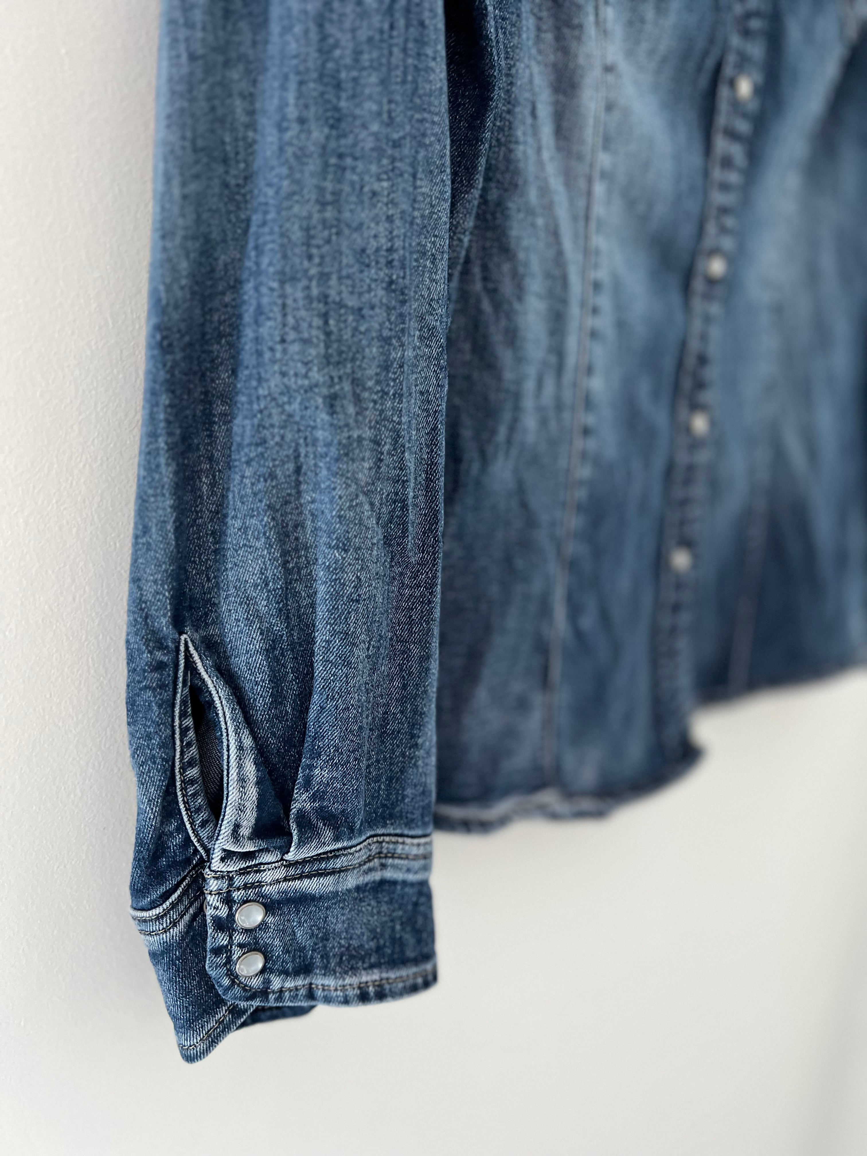 Vintage Style Stretch Denim Shirt