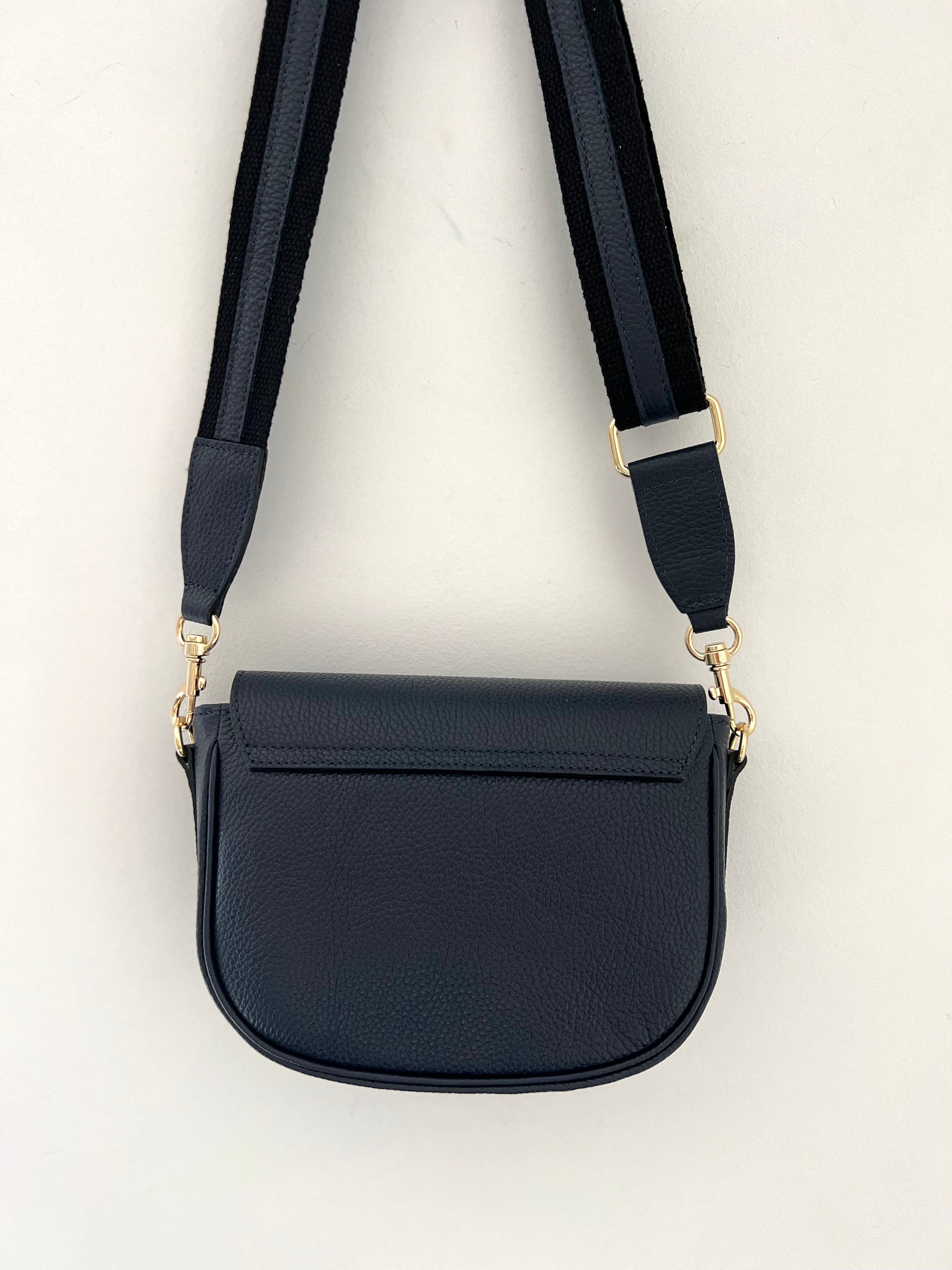 Pebble Leather Crossbody Bag in Ink