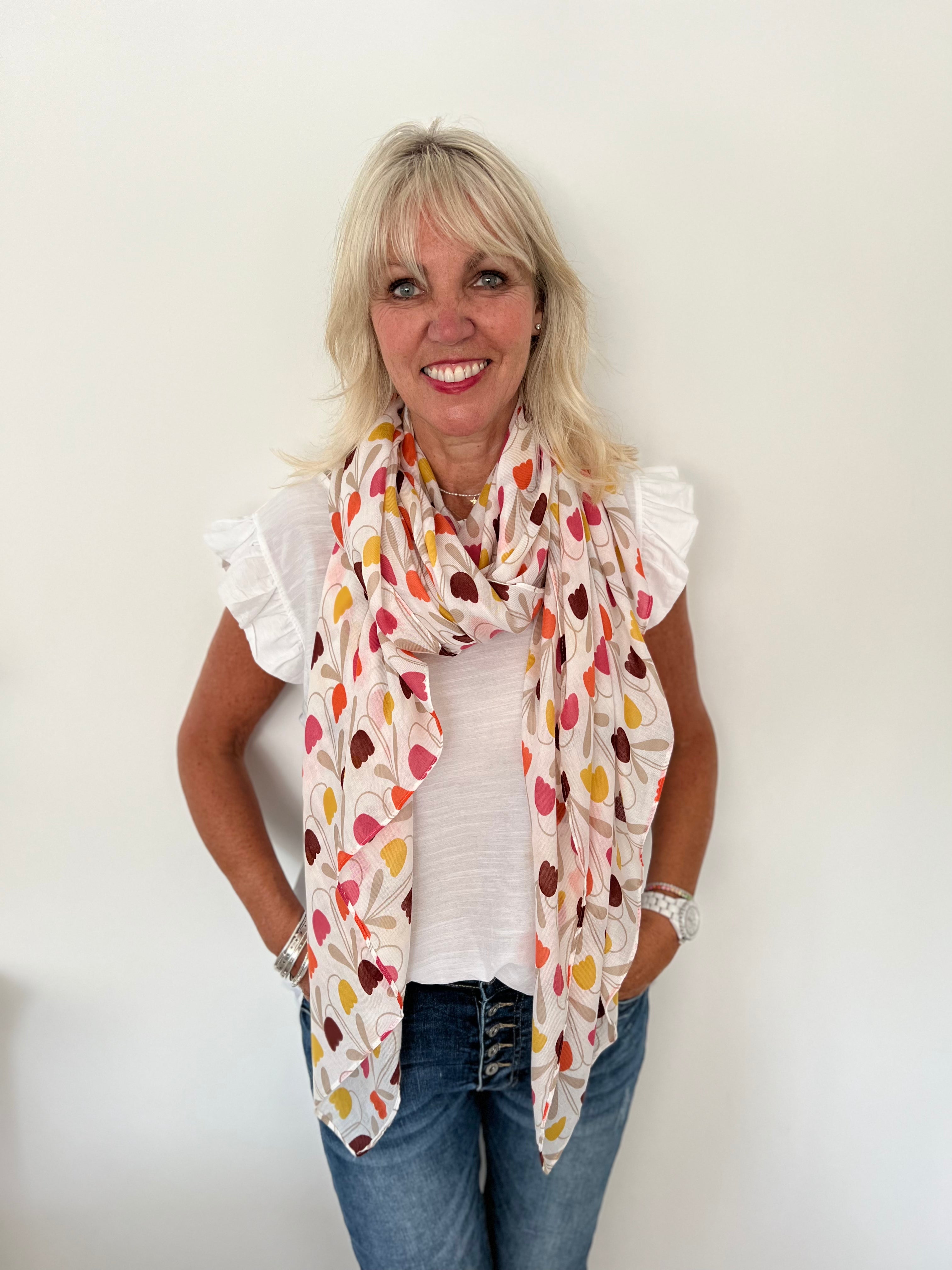 Tulip Scarf in Pinks & Oranges