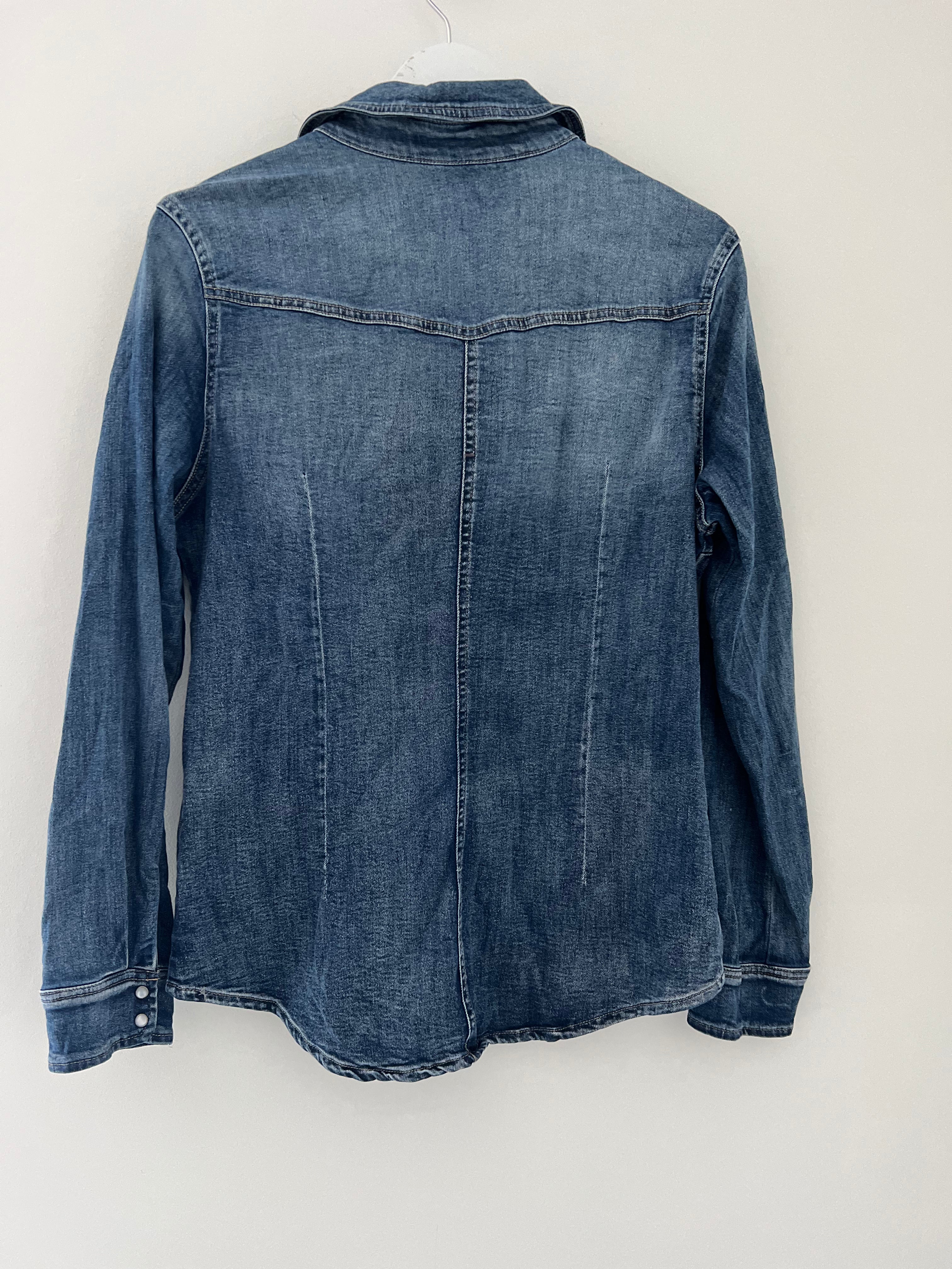 Vintage Style Stretch Denim Shirt