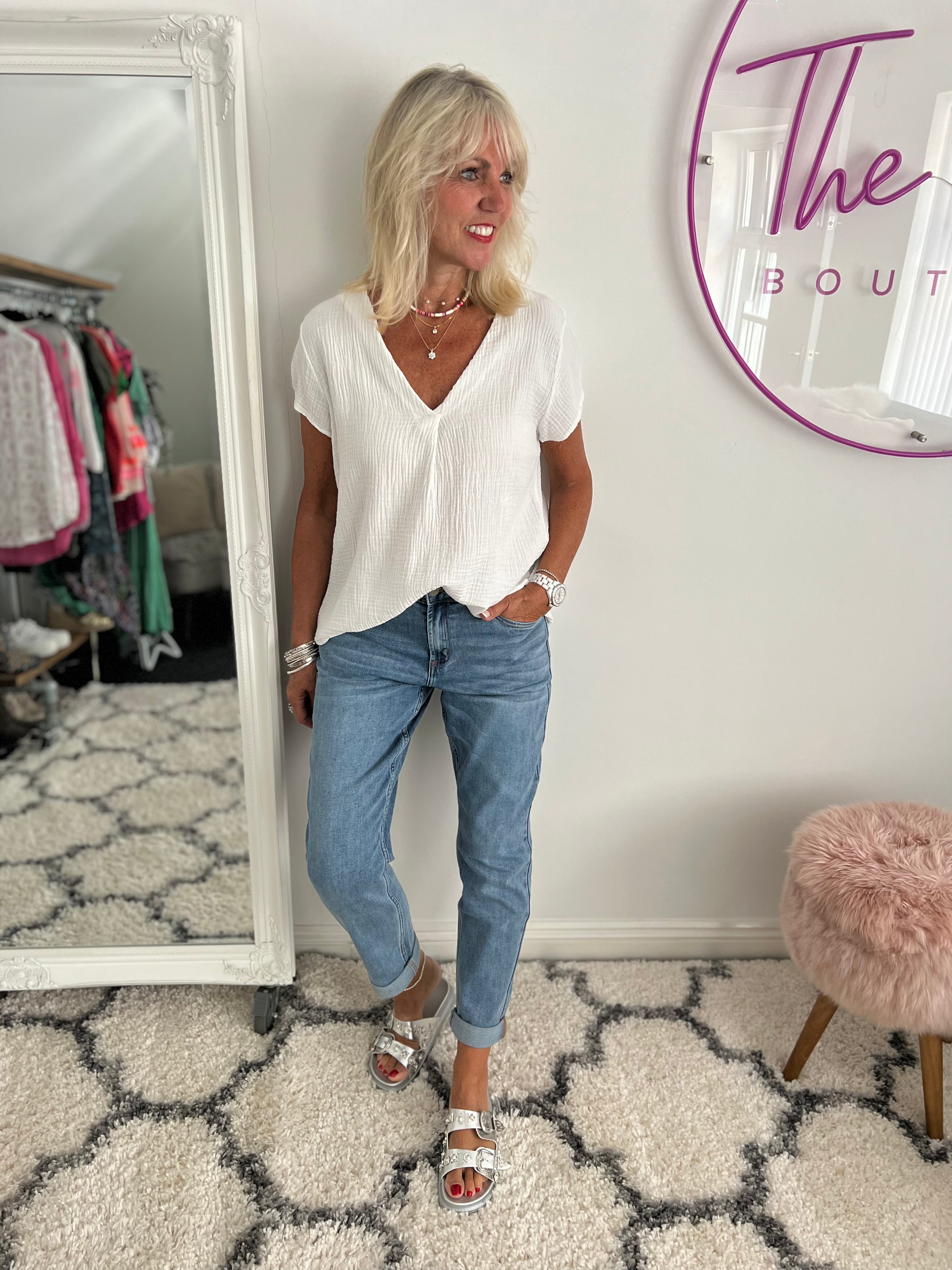 Straight Leg Stretch Boyfriend Jeans