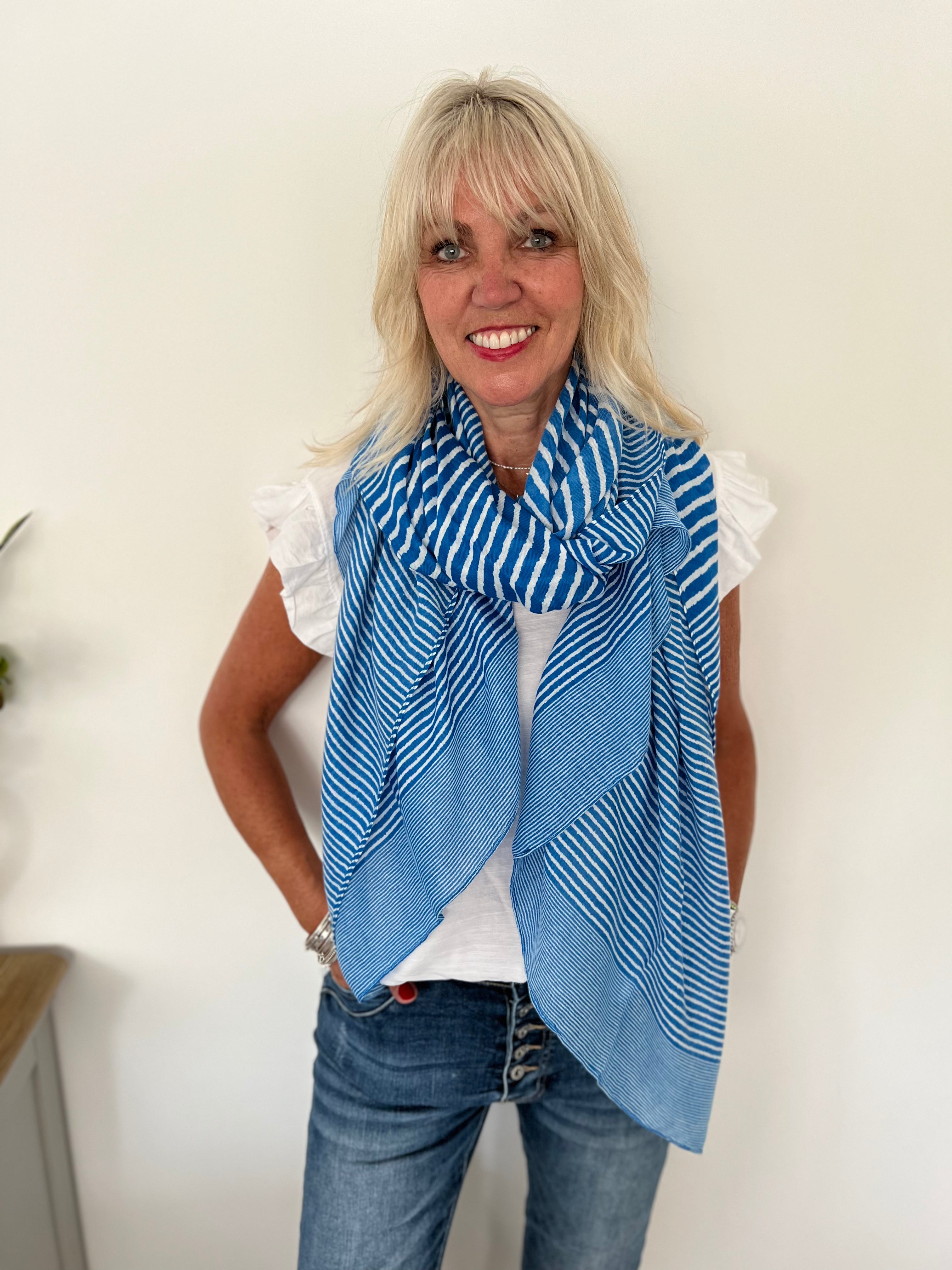 Stripe Scarf in Blue