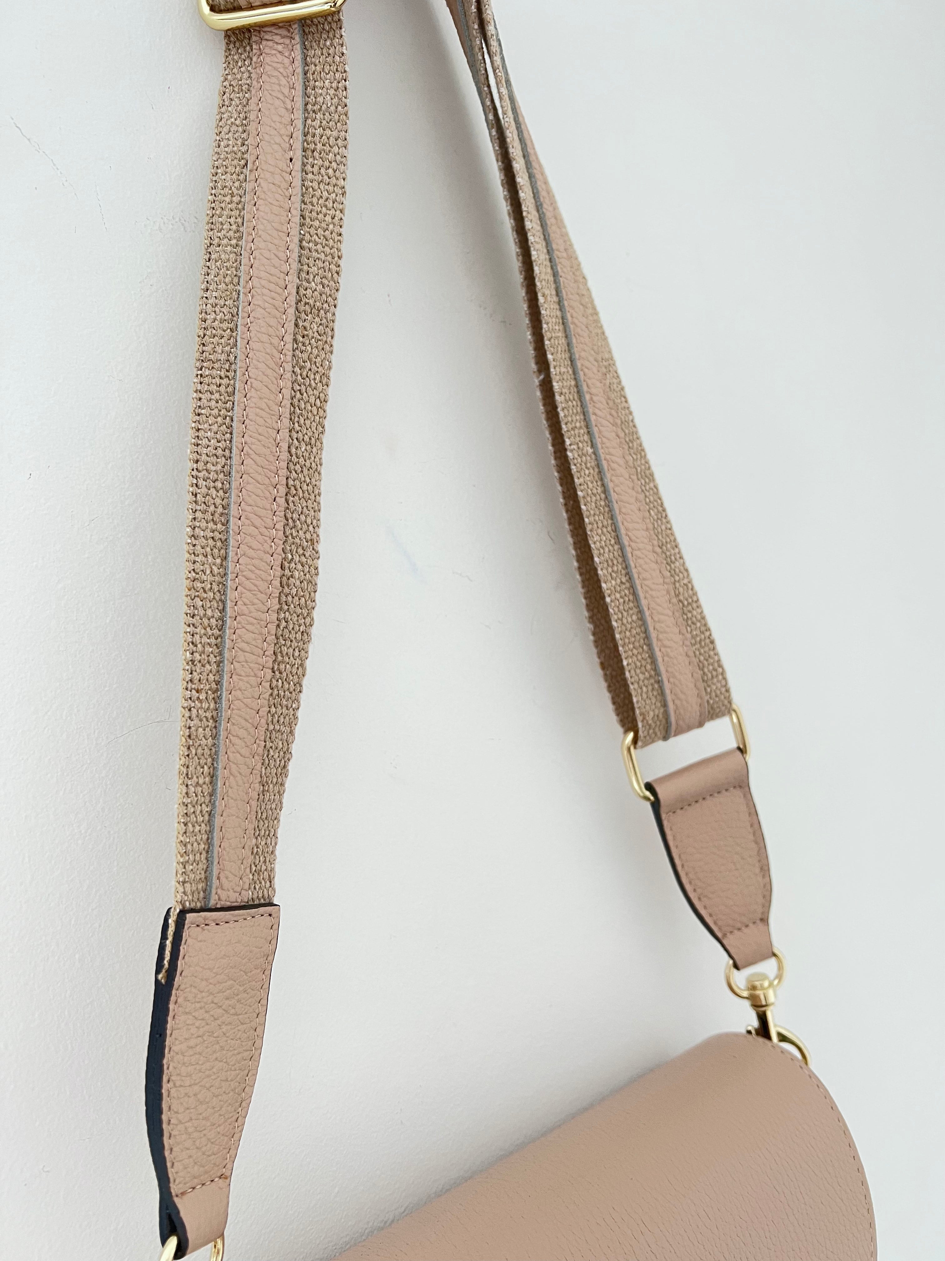 Pebble Leather Crossbody Bag in Nude