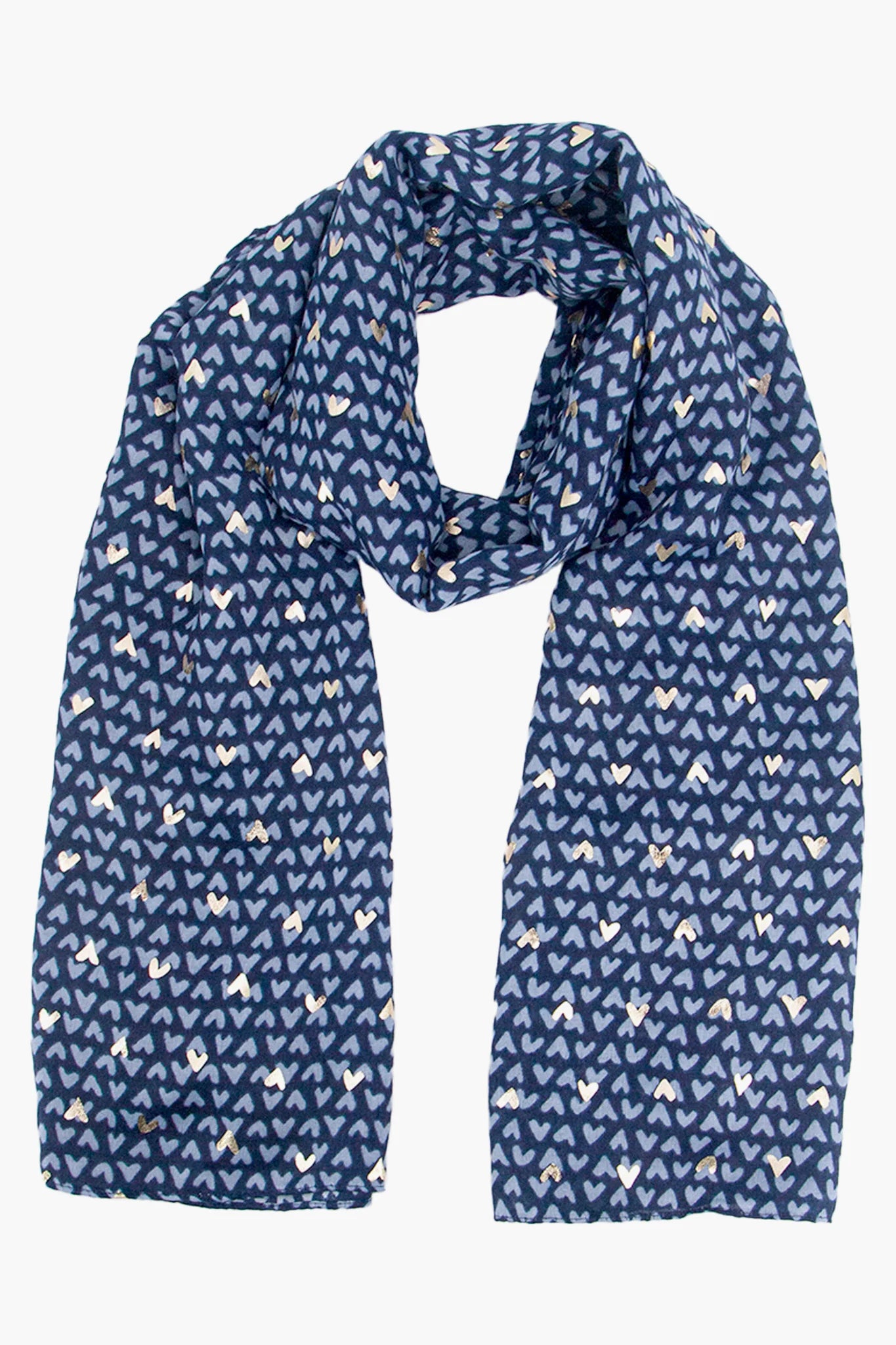 Metallic Hearts Scarf in Blue