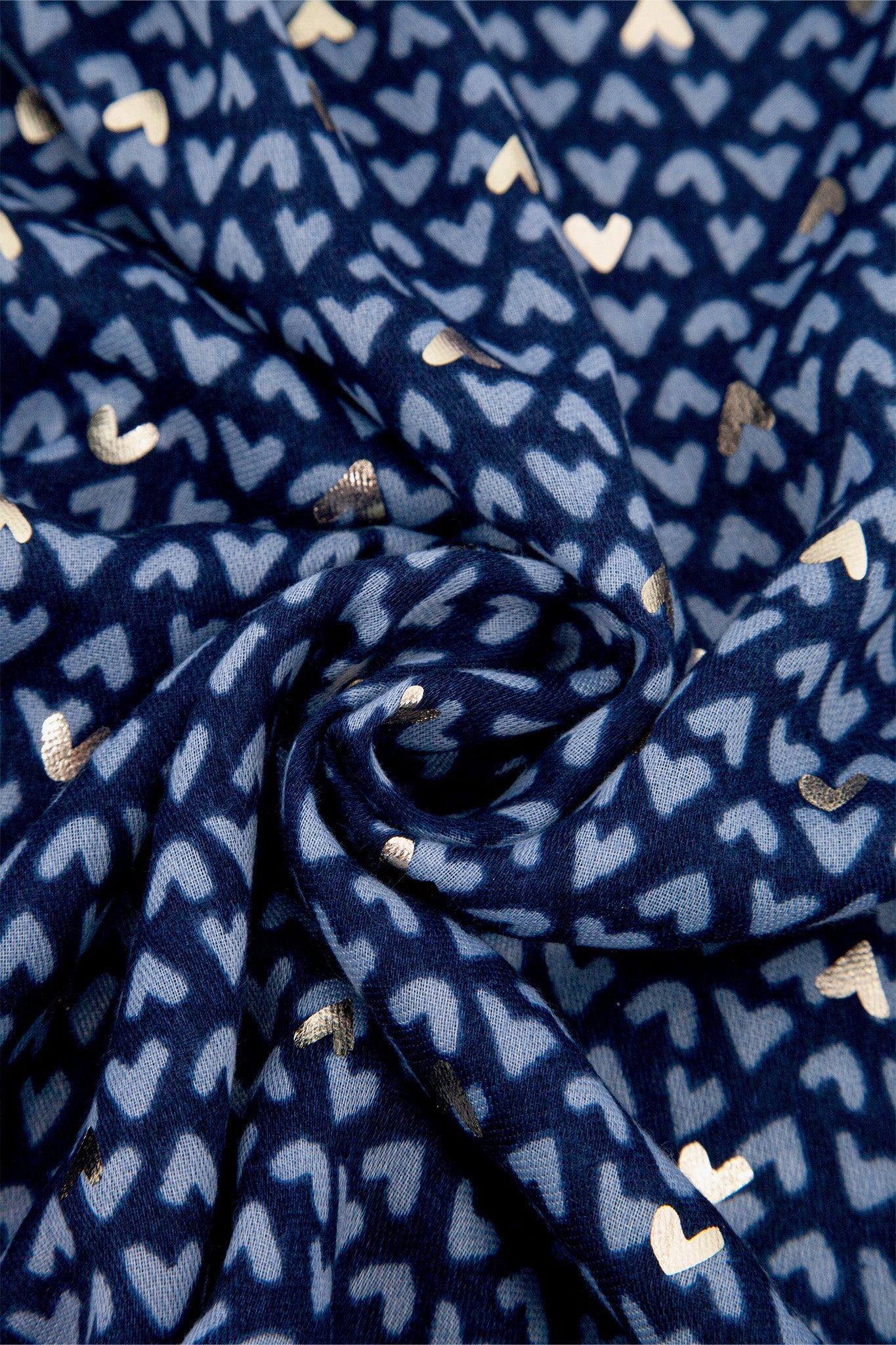 Metallic Hearts Scarf in Blue