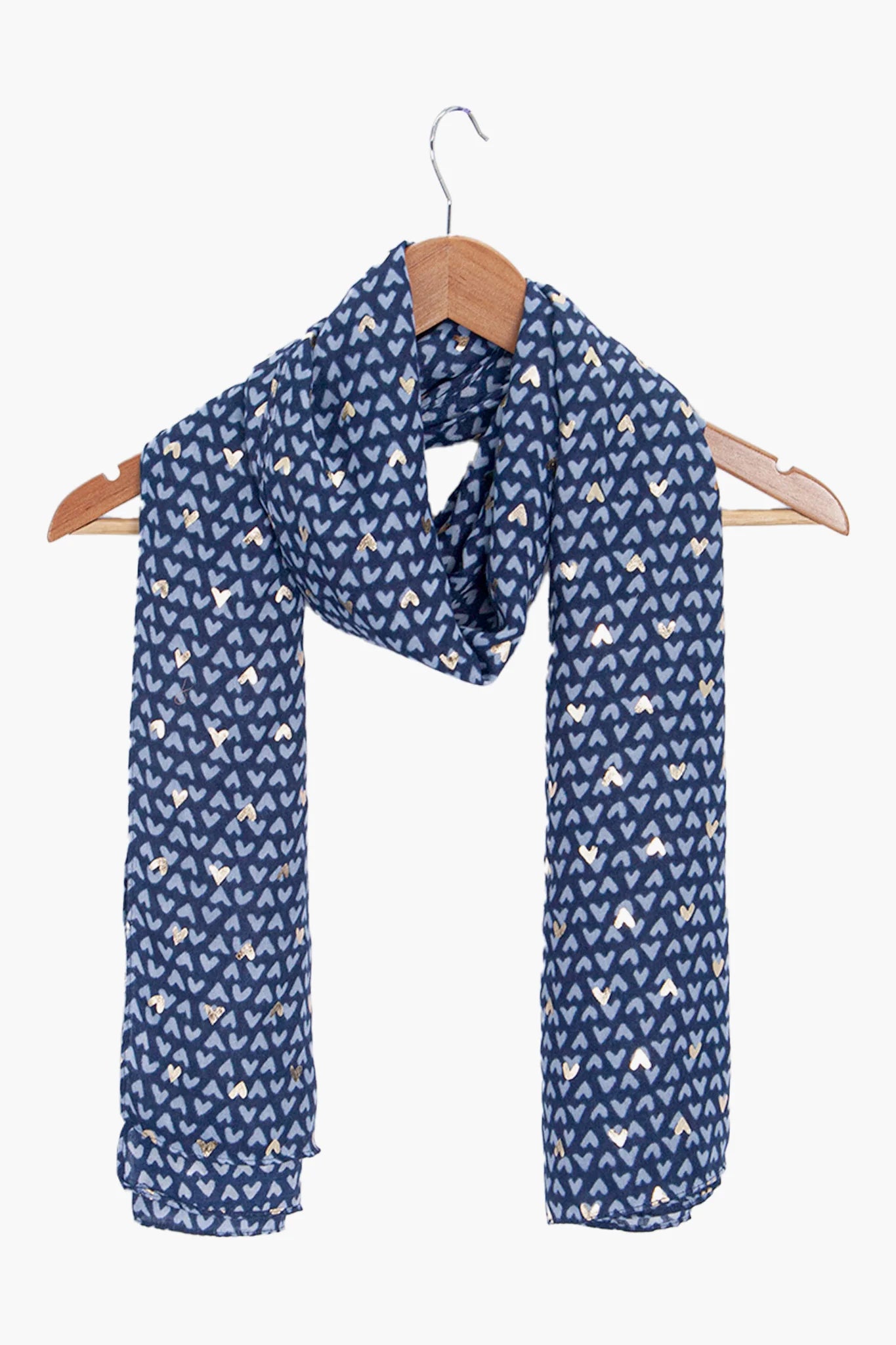 Metallic Hearts Scarf in Blue