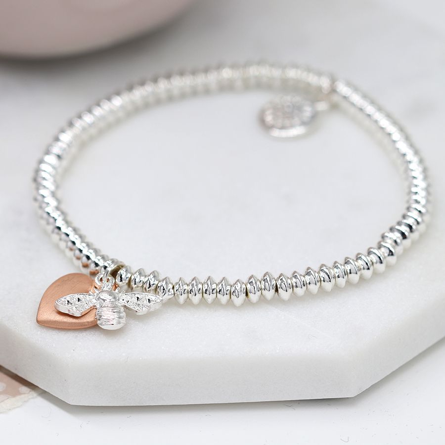 Bee & Heart Bead Bracelet