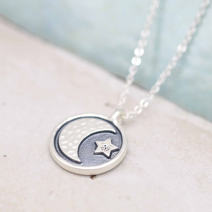 Enamel Moon & Crystal Star Necklace