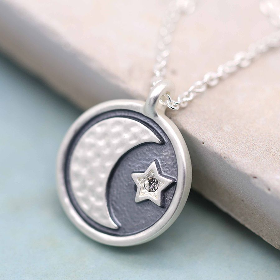 Enamel Moon & Crystal Star Necklace