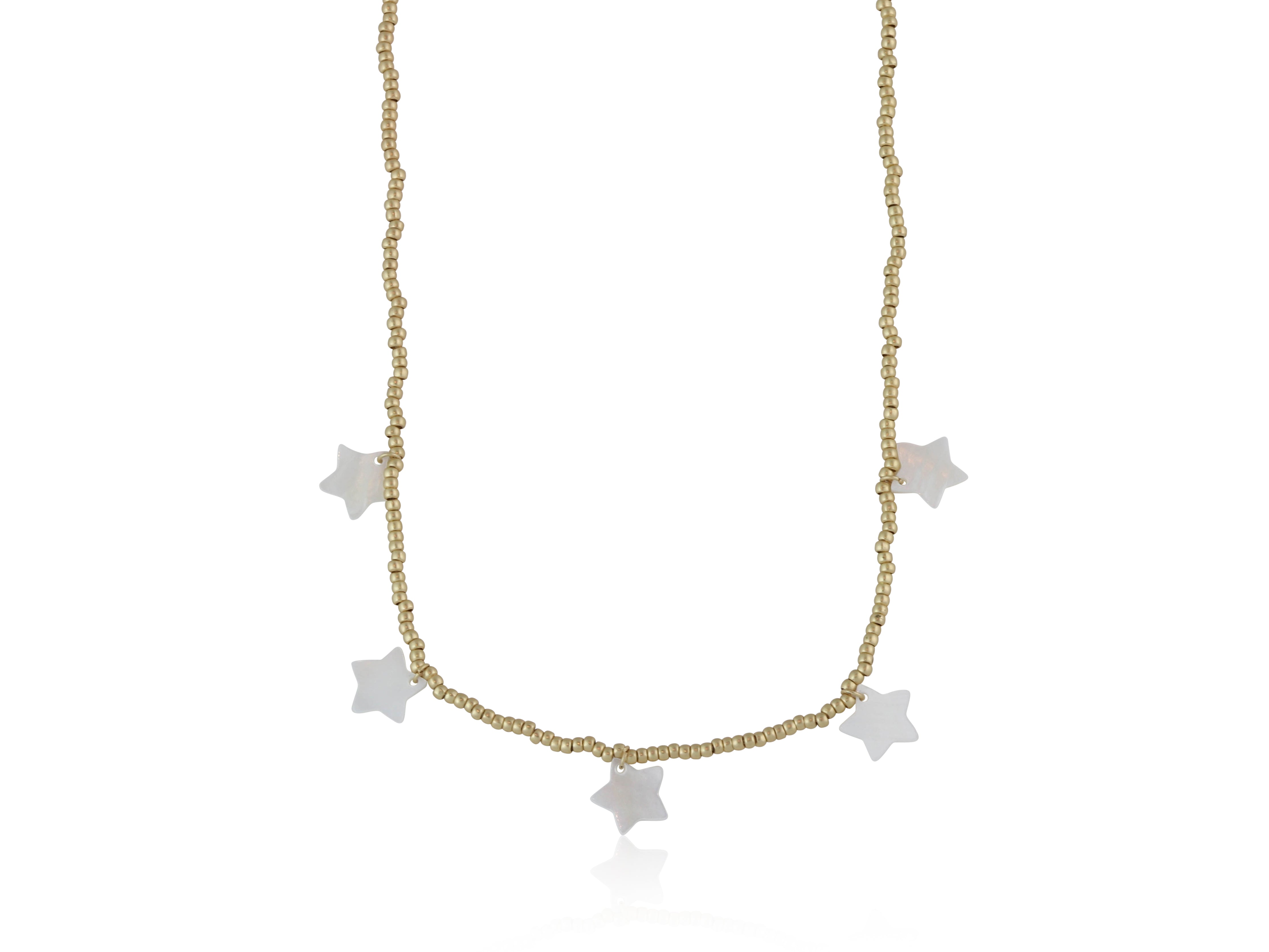 Gold Necklace with Mother of Pearl Stars