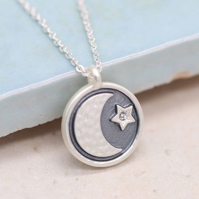 Enamel Moon & Crystal Star Necklace