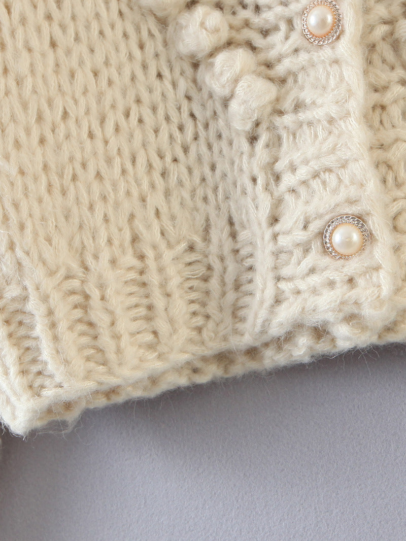Hand Knitted Cardi with Embroidered Flowers