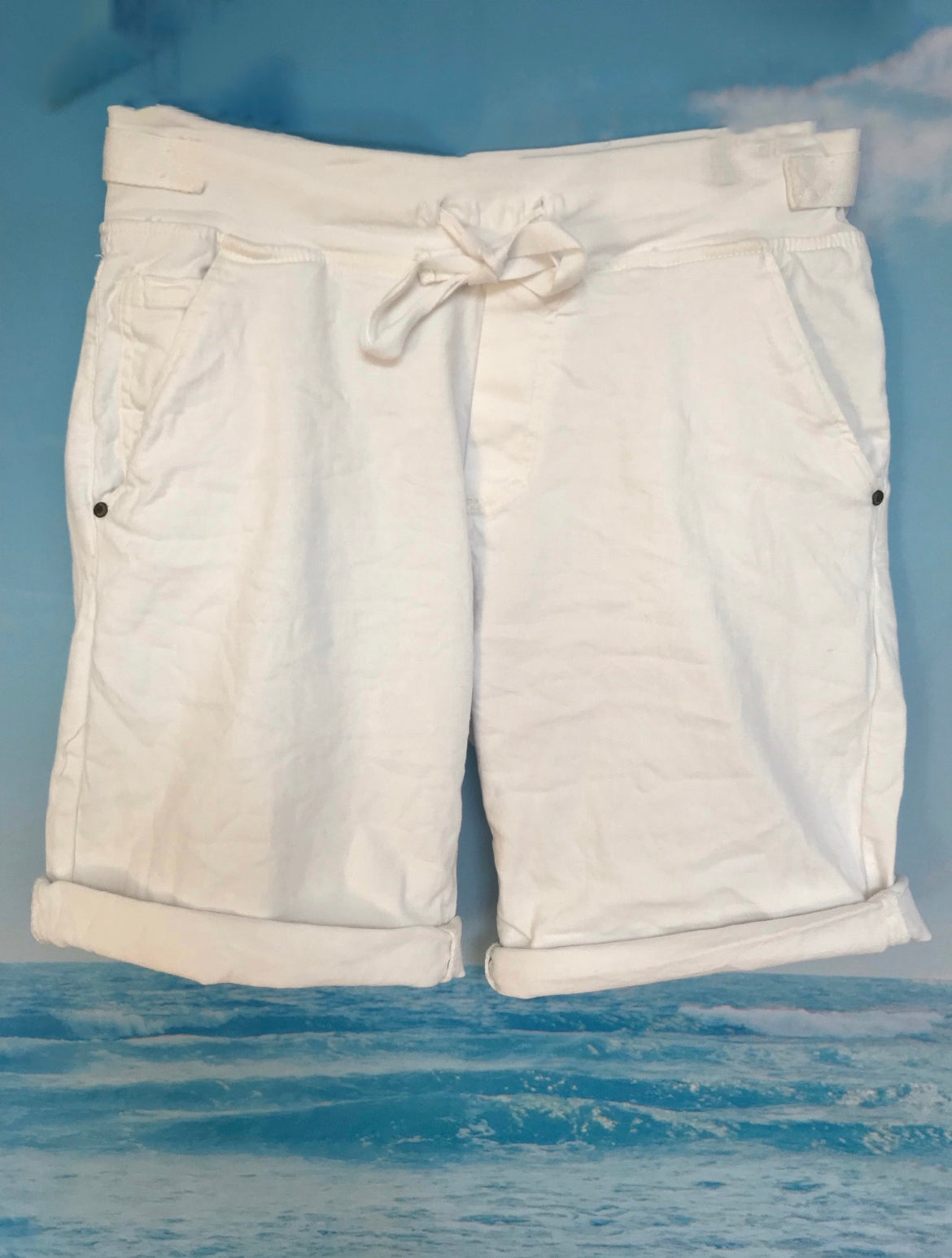 White Jean Jogger Shorts