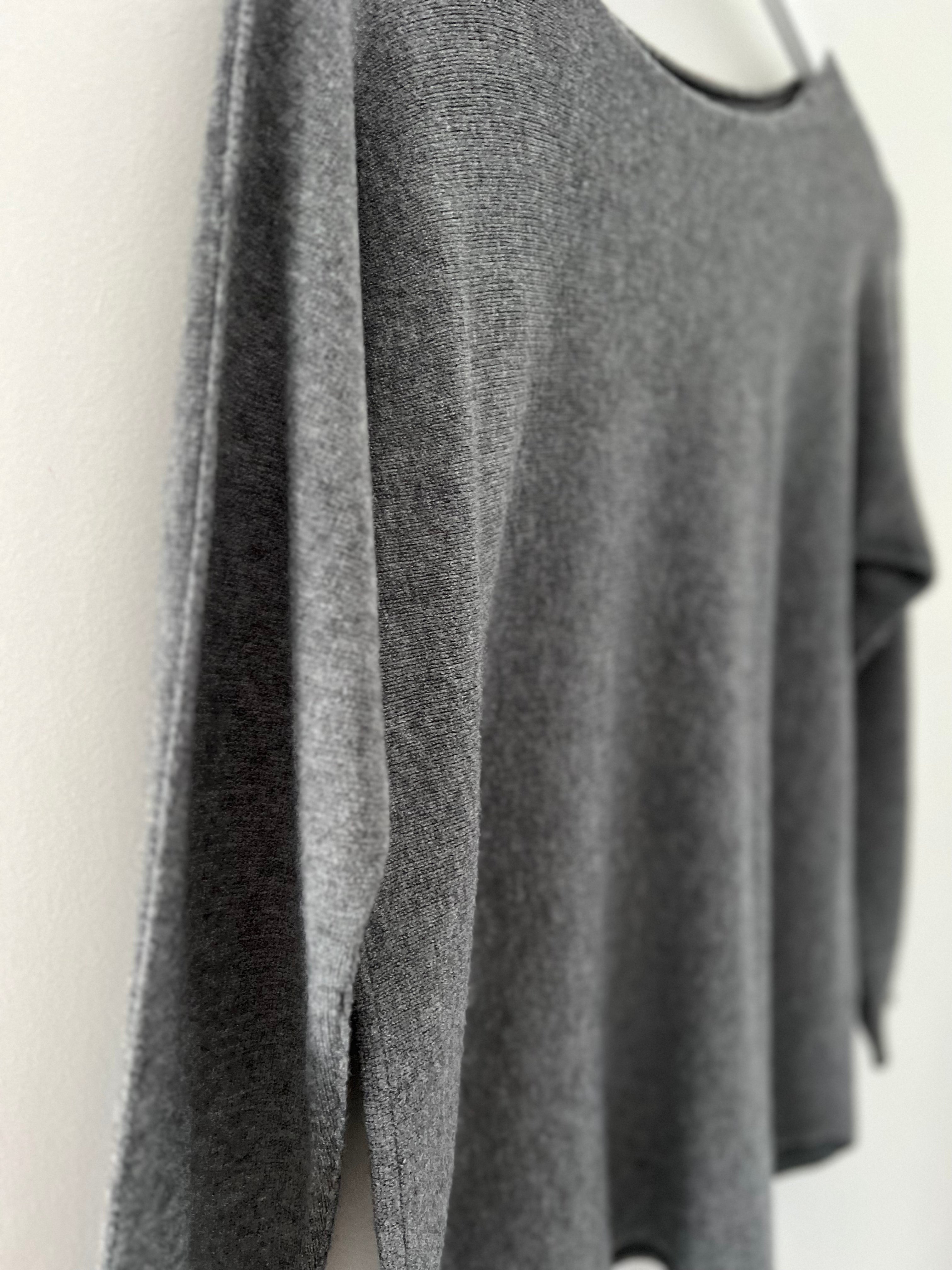 Simple Round Neck Jumper in Grey