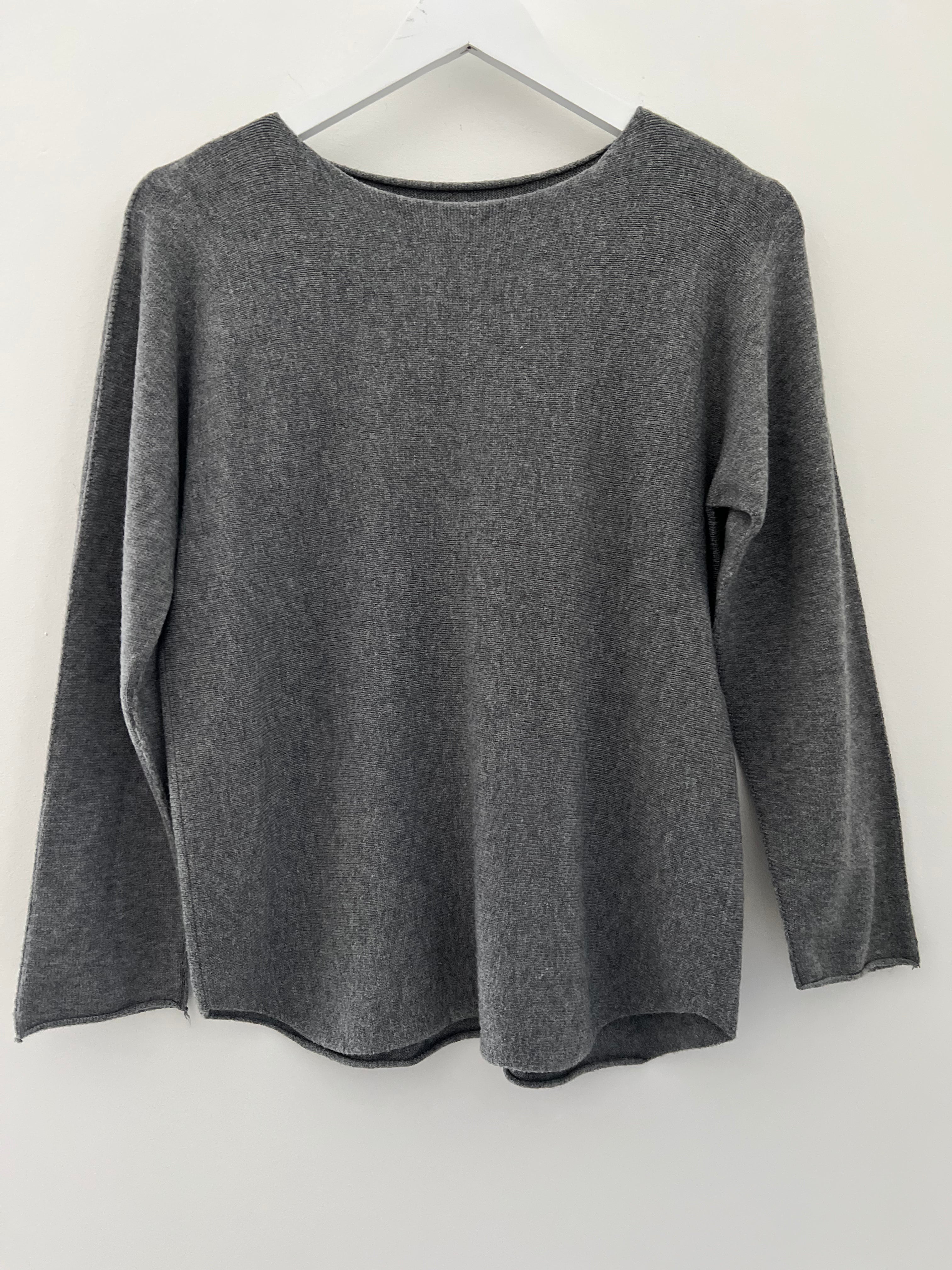 Simple Round Neck Jumper in Grey
