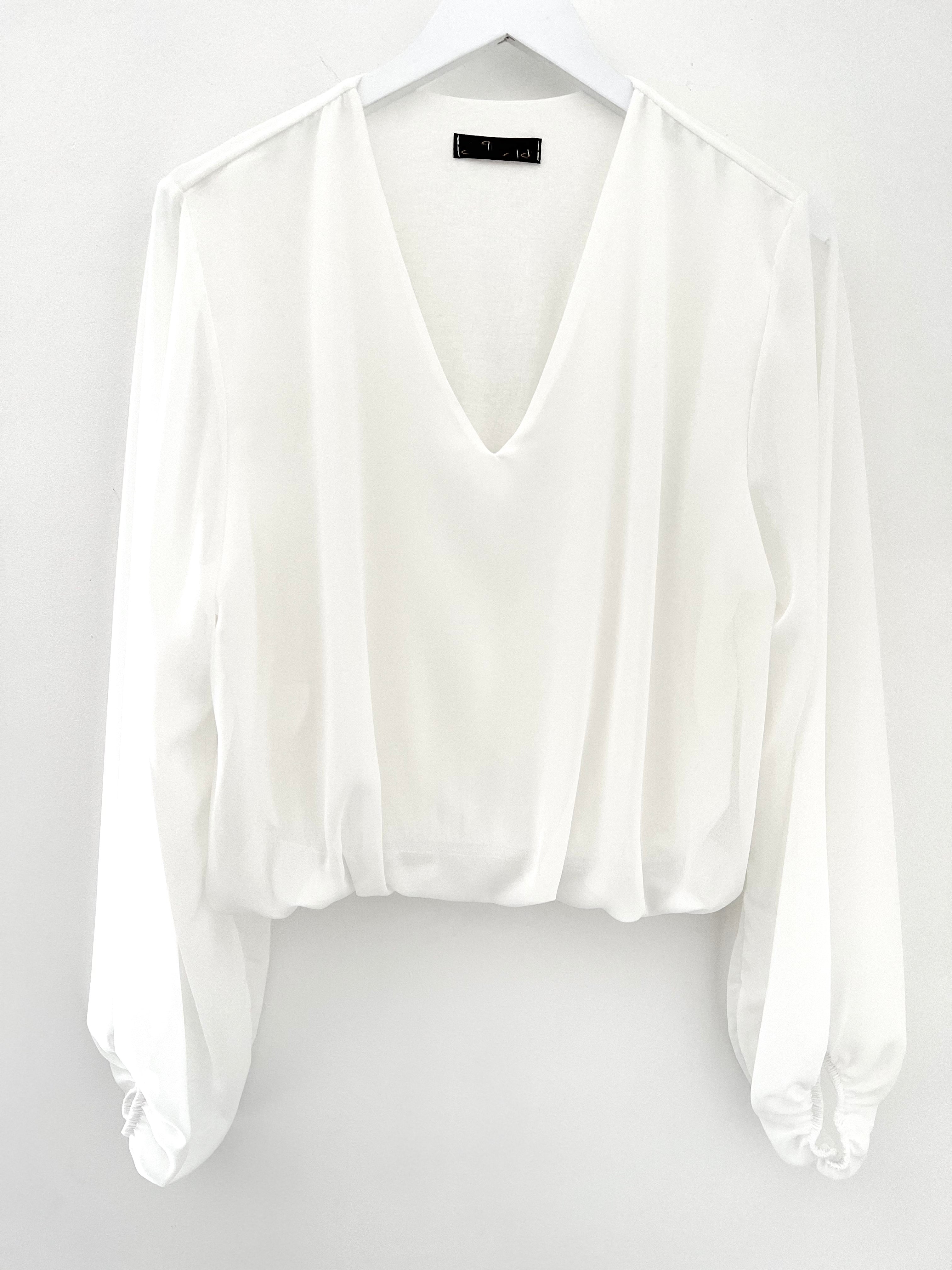 V Neck Blouse in Ivory