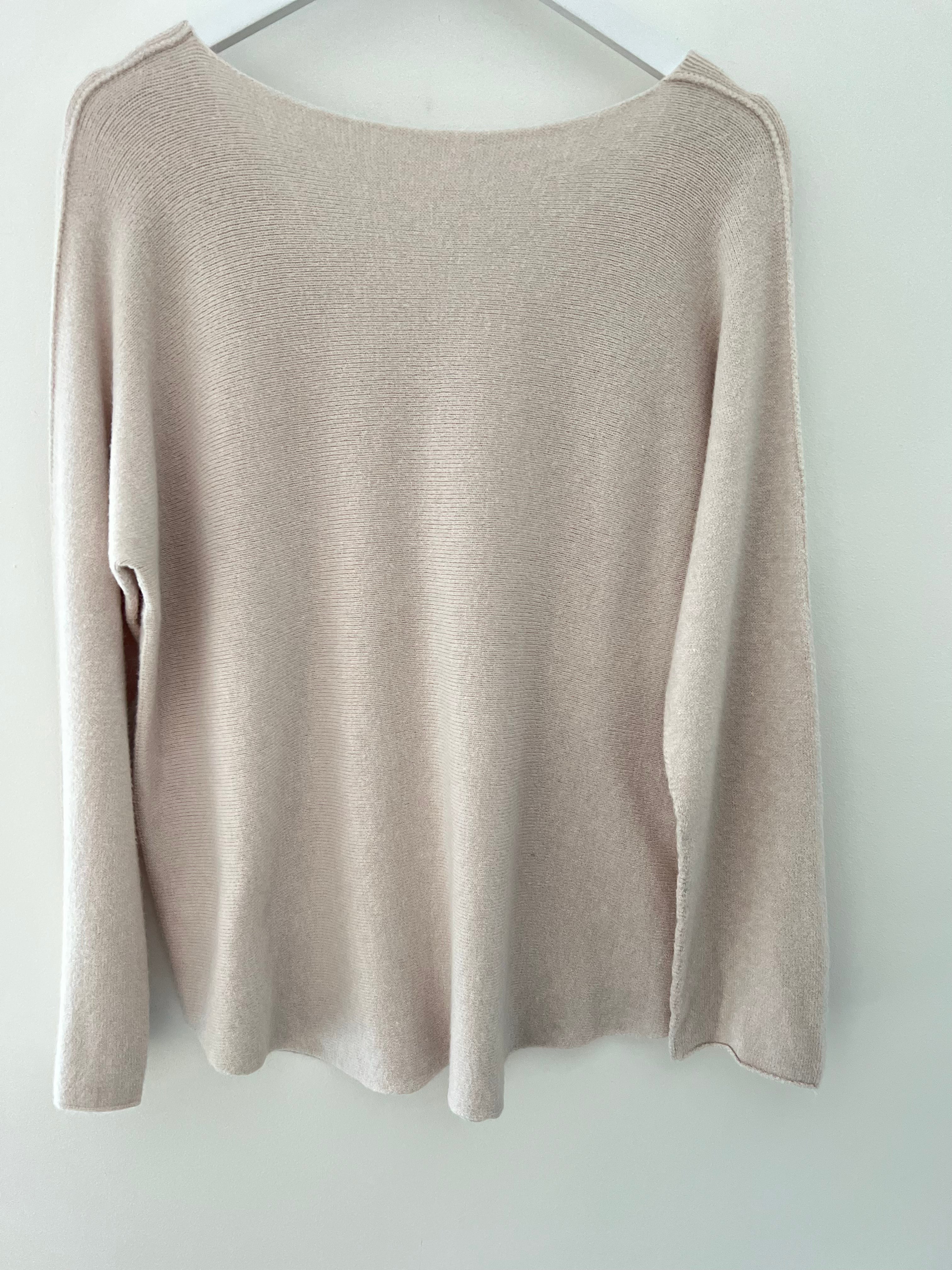 Simple V Neck Jumper in Stone