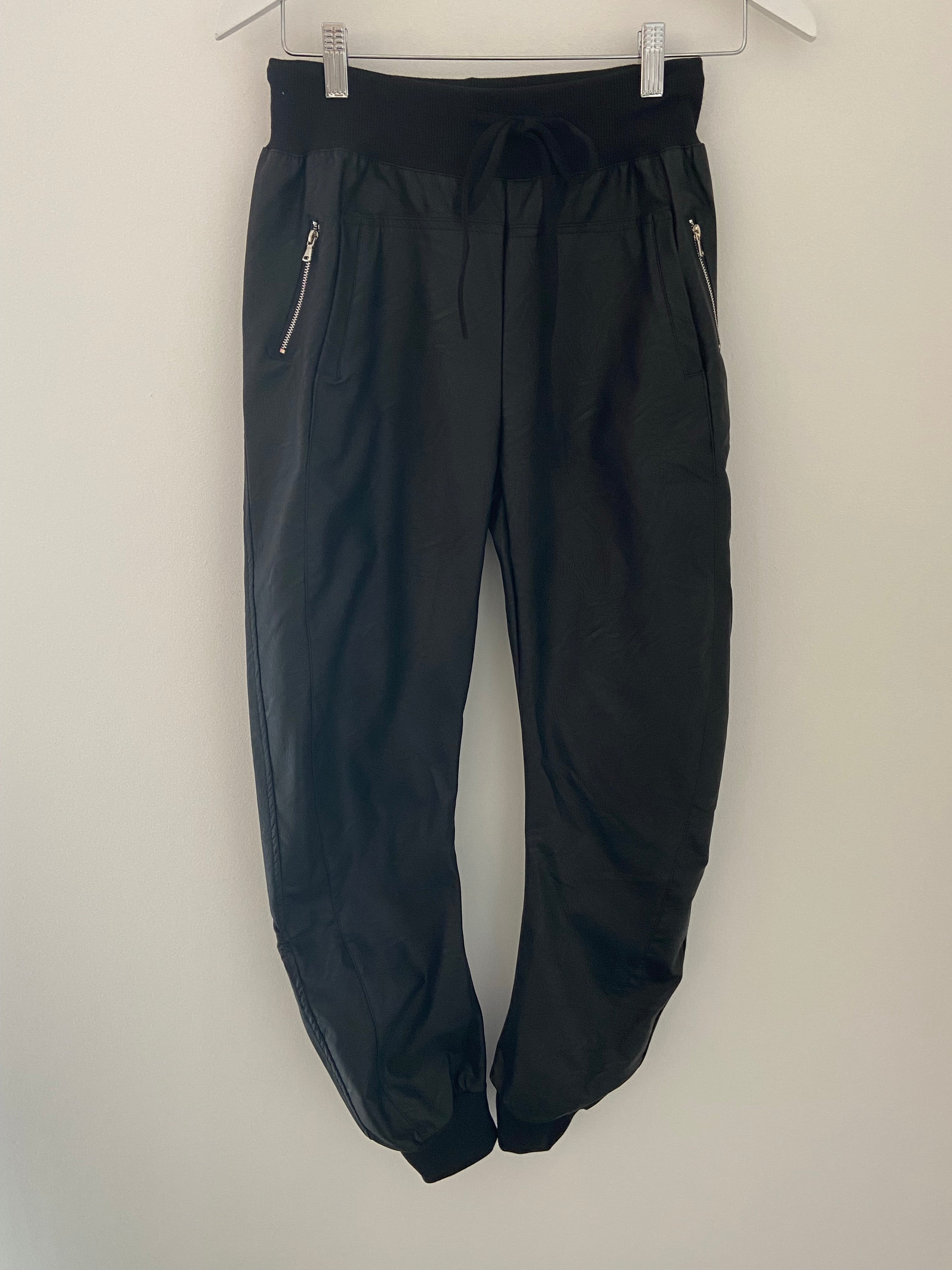 Vegan Leather Joggers in Black