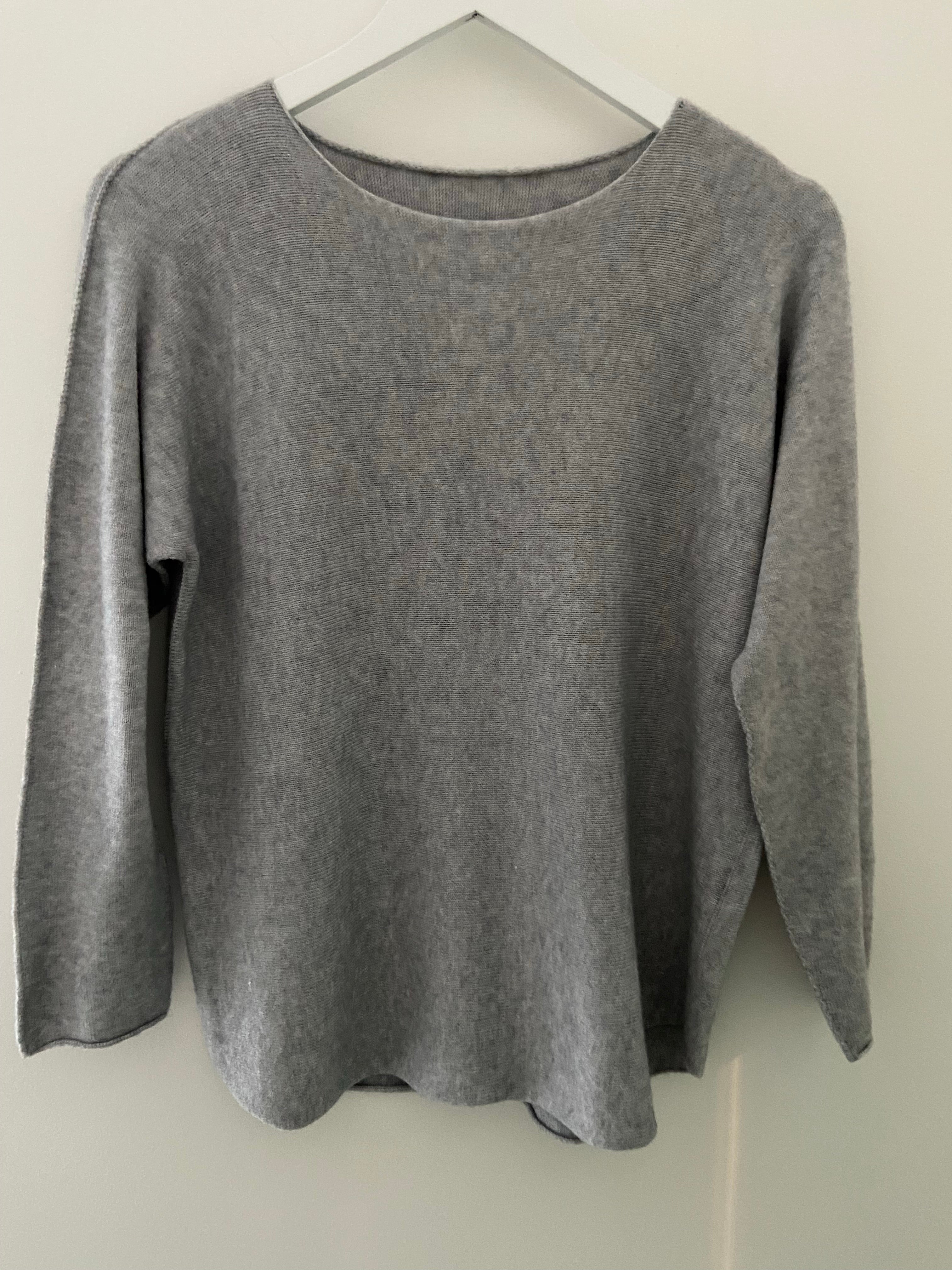 Simple Round Neck Jumper in Silvery Grey