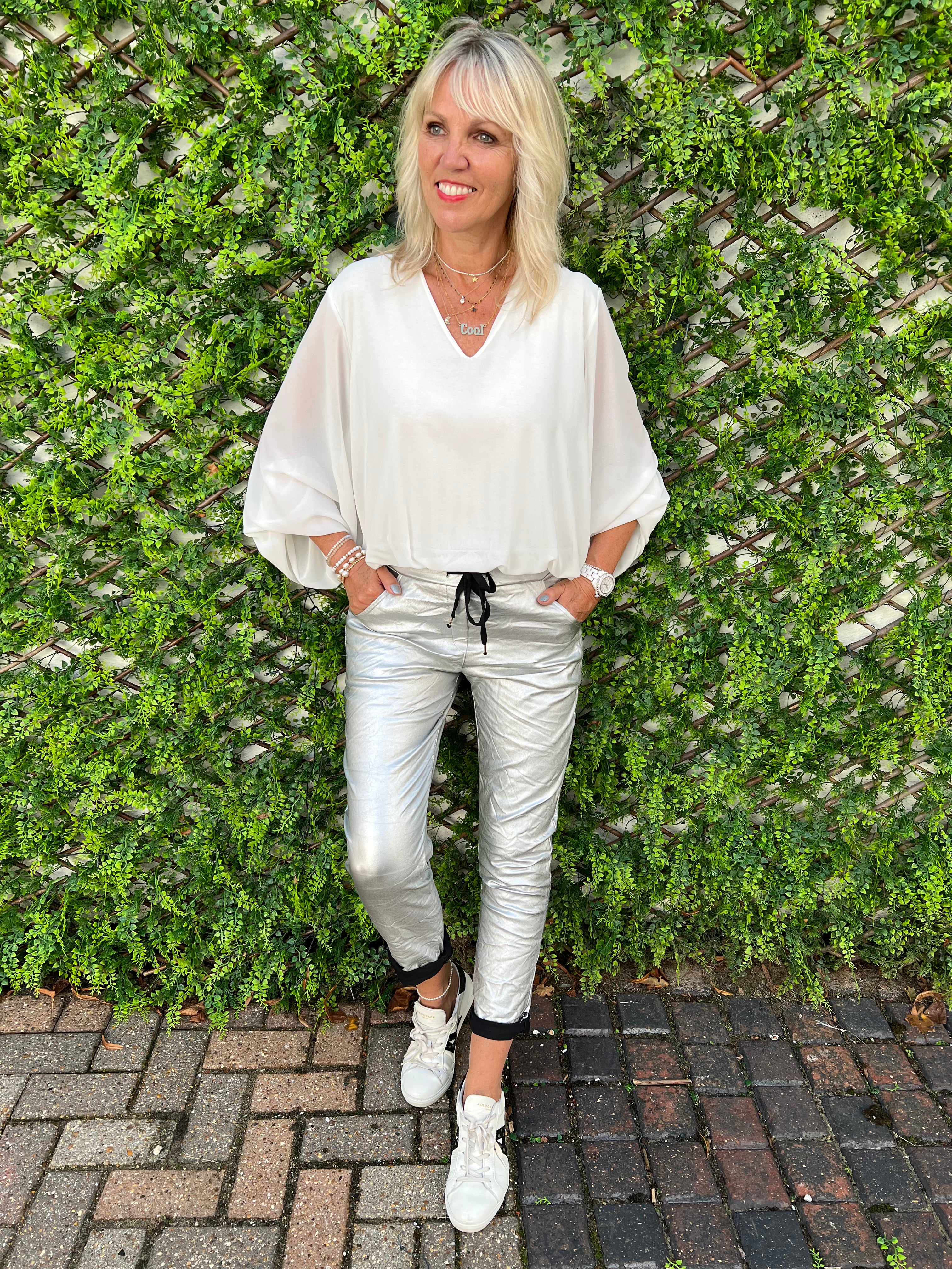 V Neck Blouse in Ivory