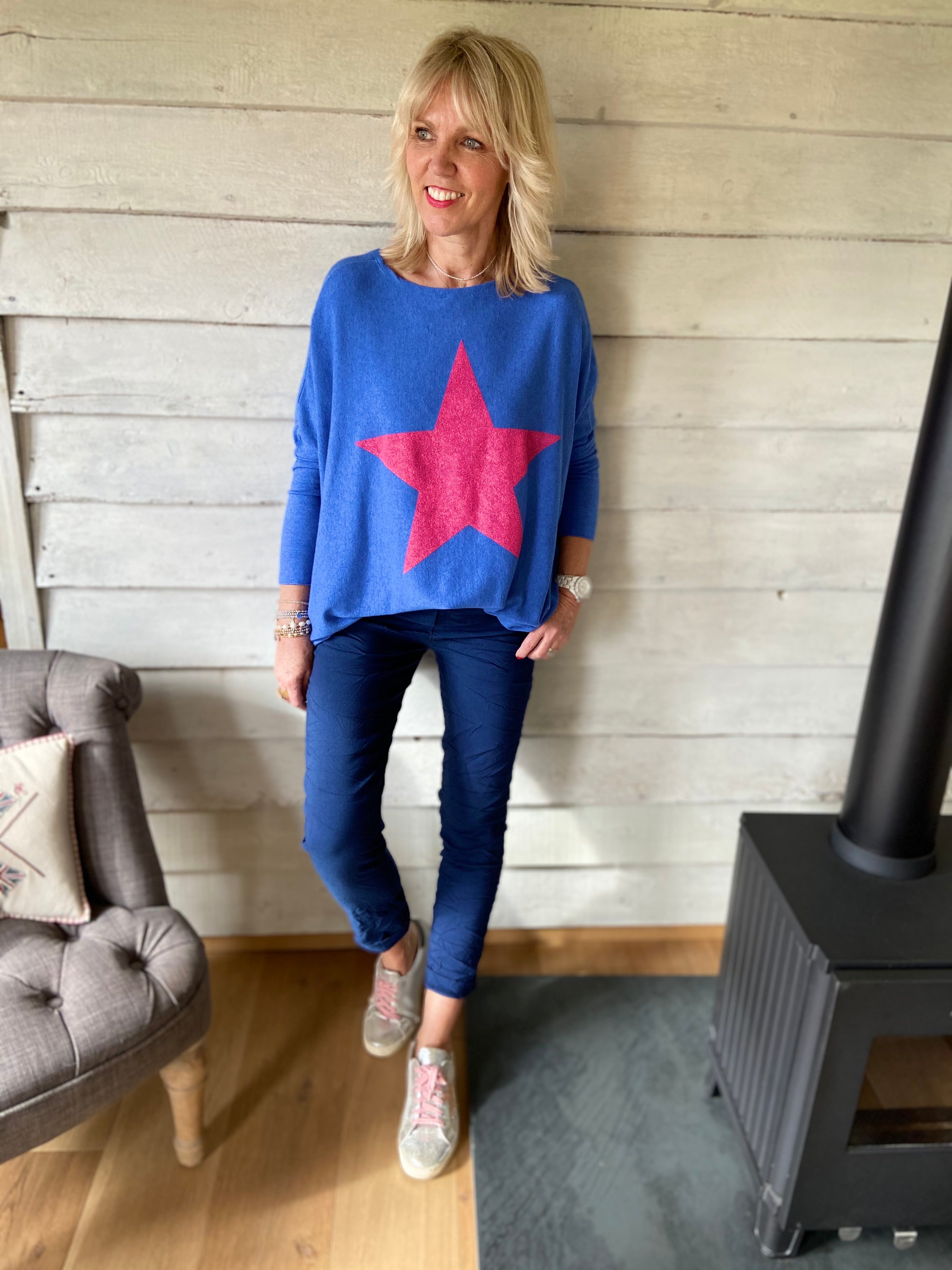 Reversible Poncho Star Jumper in Cornflower Blue