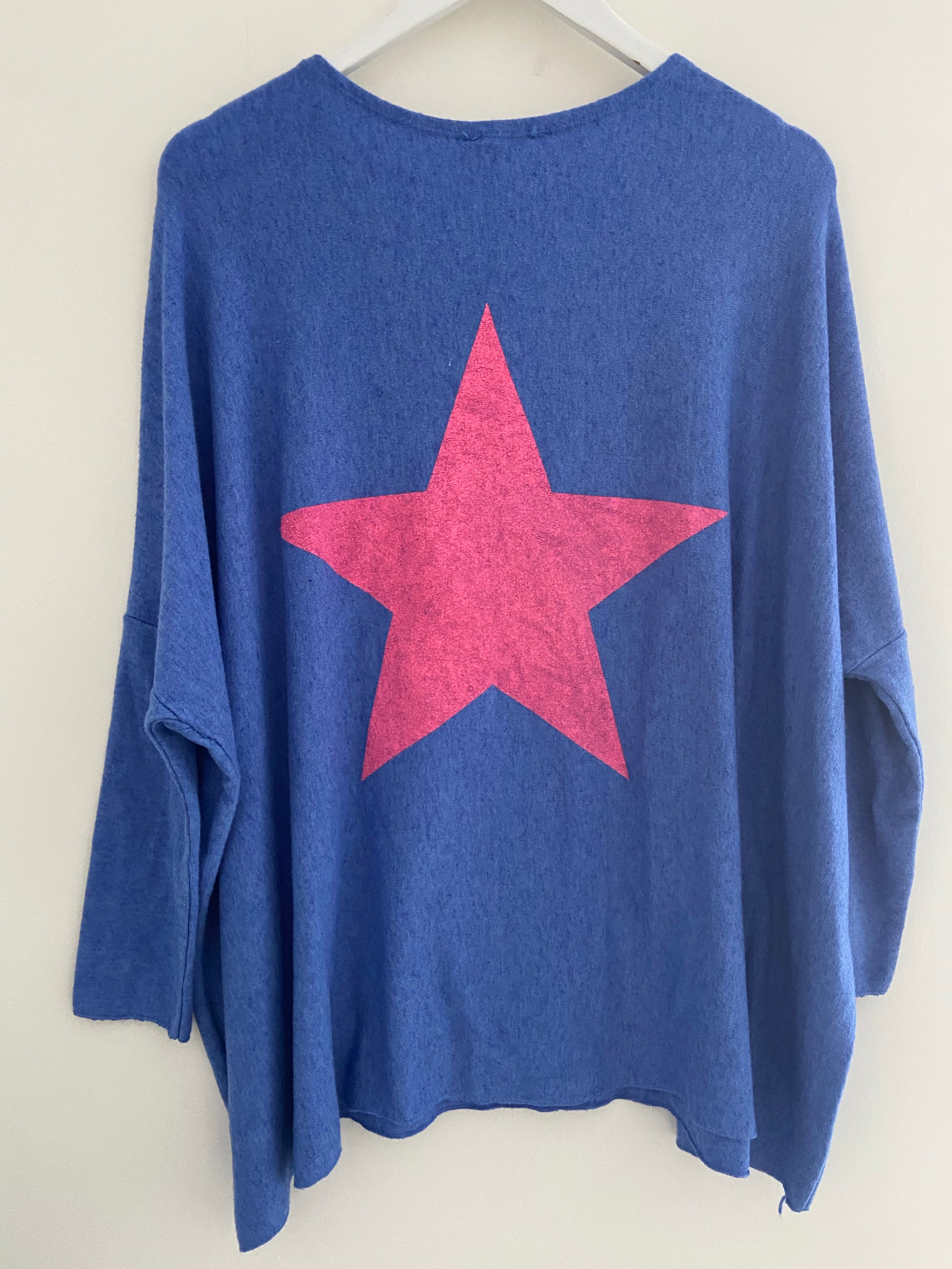 Reversible Poncho Star Jumper in Cornflower Blue