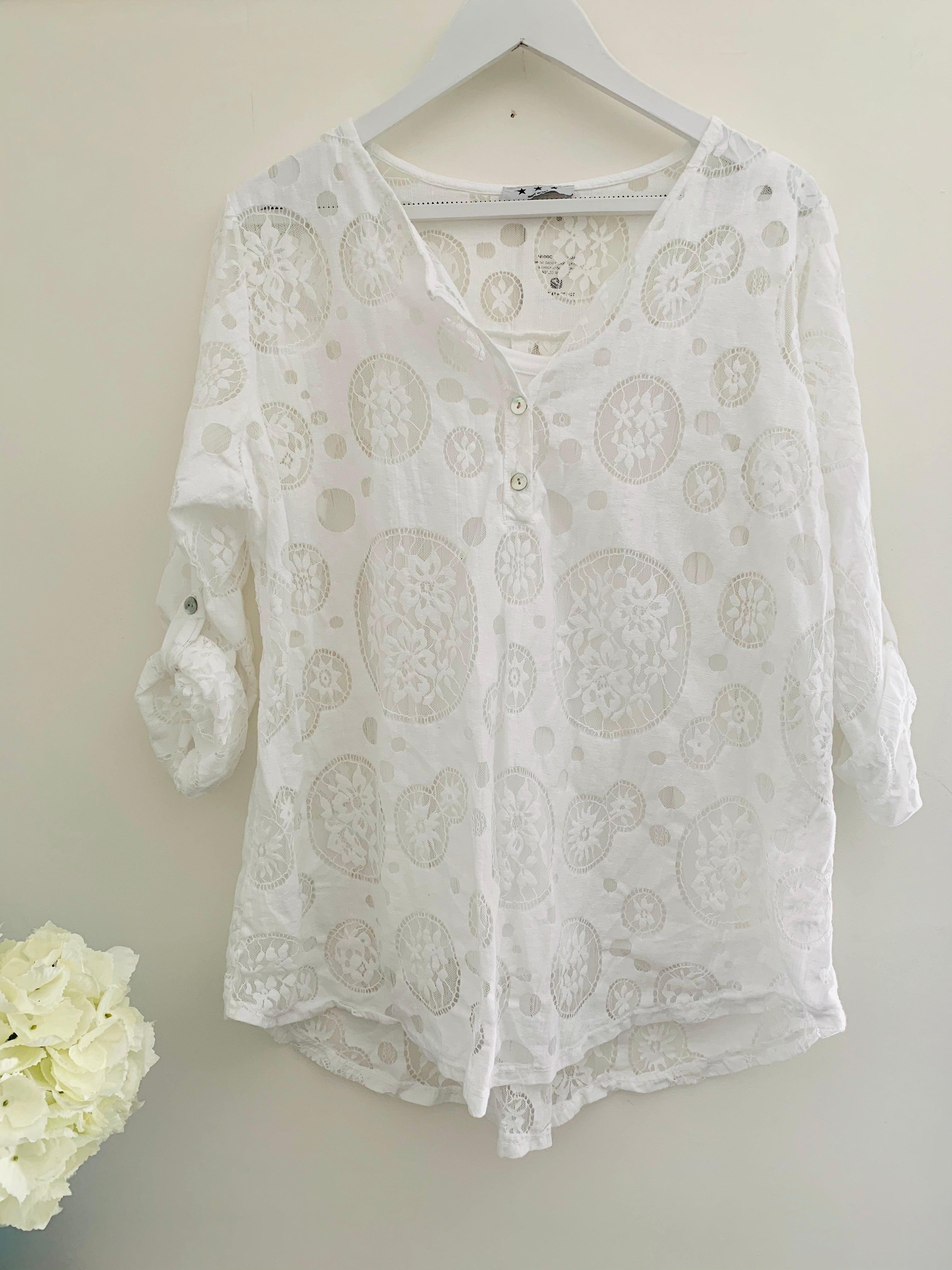 Lace Blouse & Camisole in White