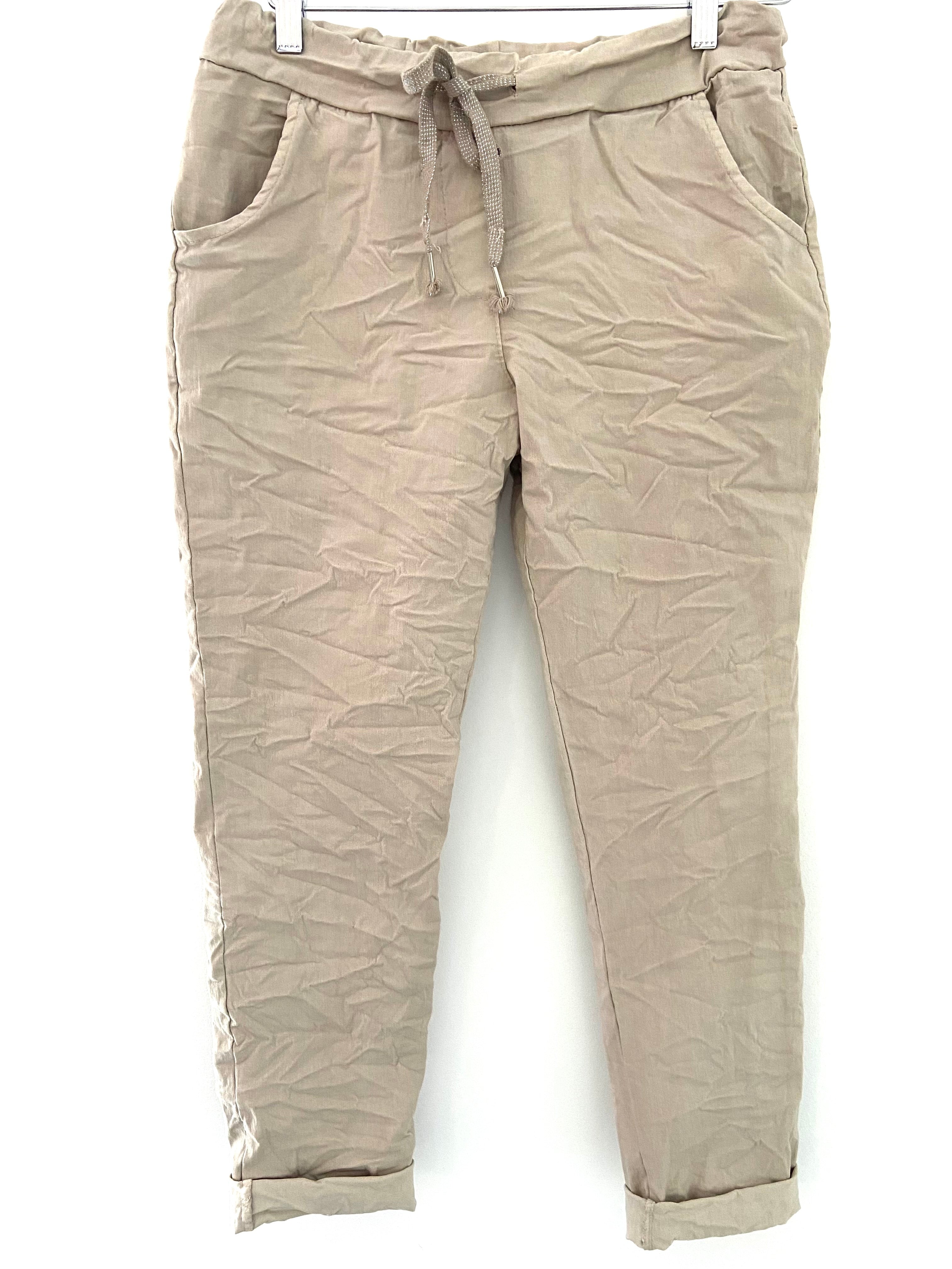 Slimfit Cotton Stretch Joggers in Stone