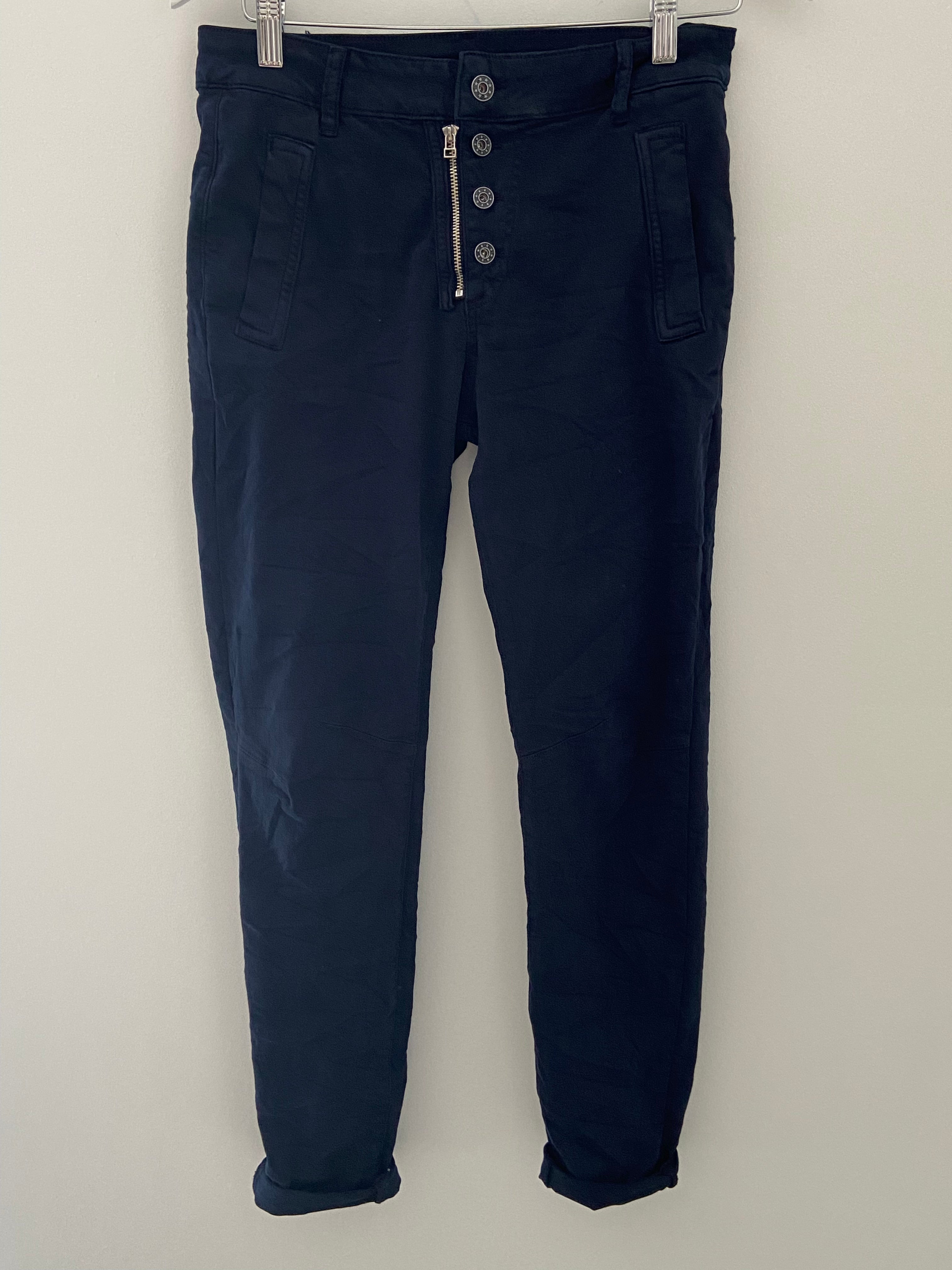 Button & Zip Fly Stretch Jeans in Ink